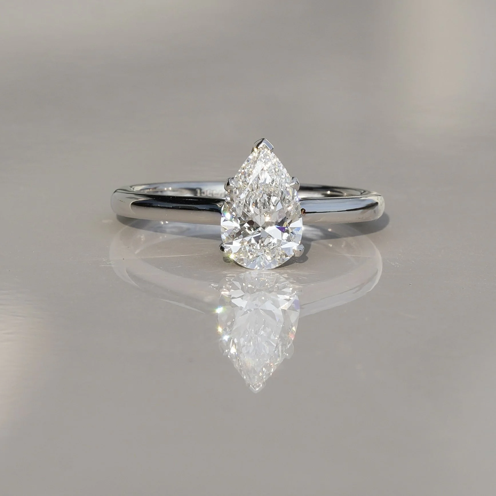 1ct Pear Cut Diamond Hidden Halo Ring in Platinum – IGI Certified – Box View | Eighty8Diamonds