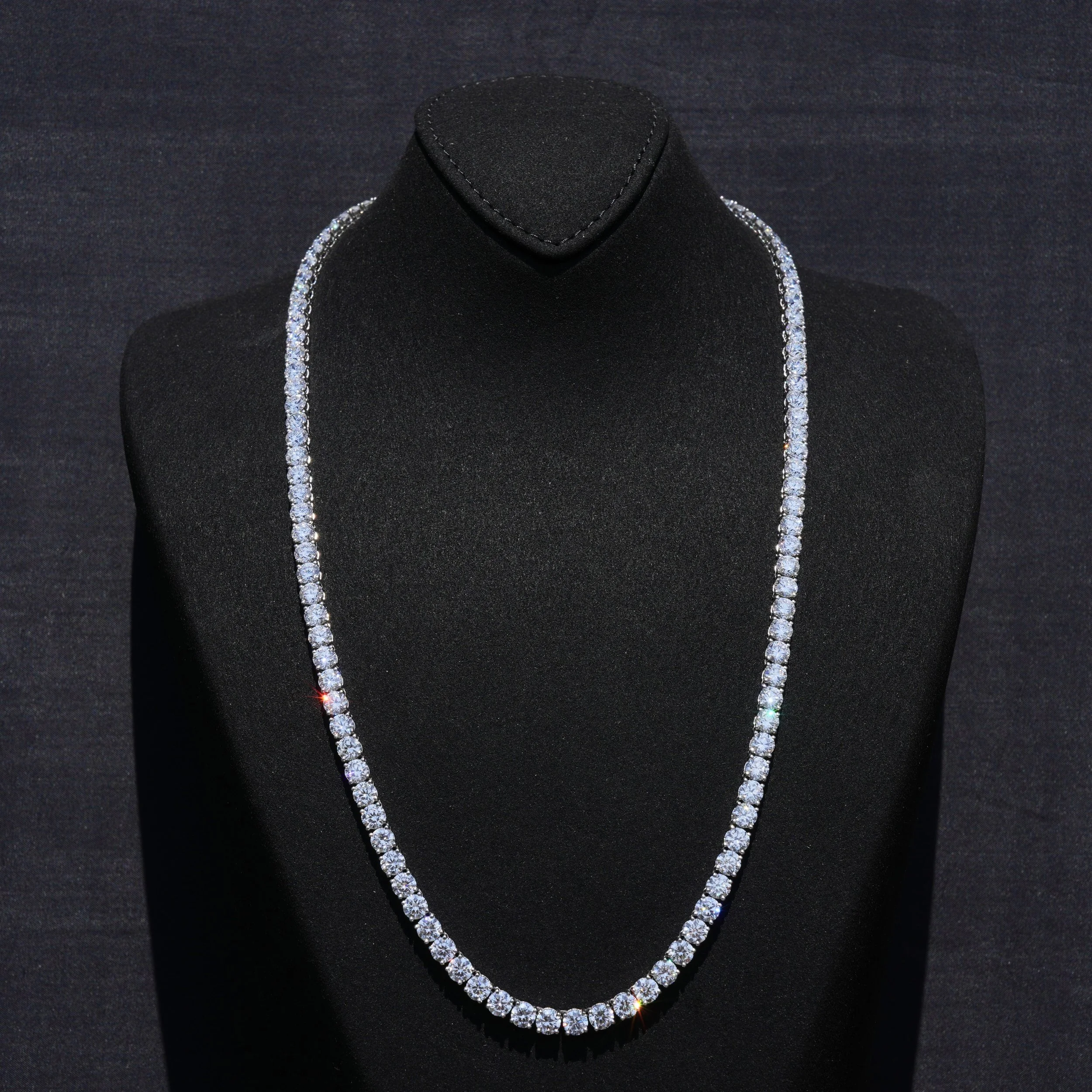 Men’s Tennis Chain with 50ct Diamonds in Platinum – Side View | Eighty8Diamonds
