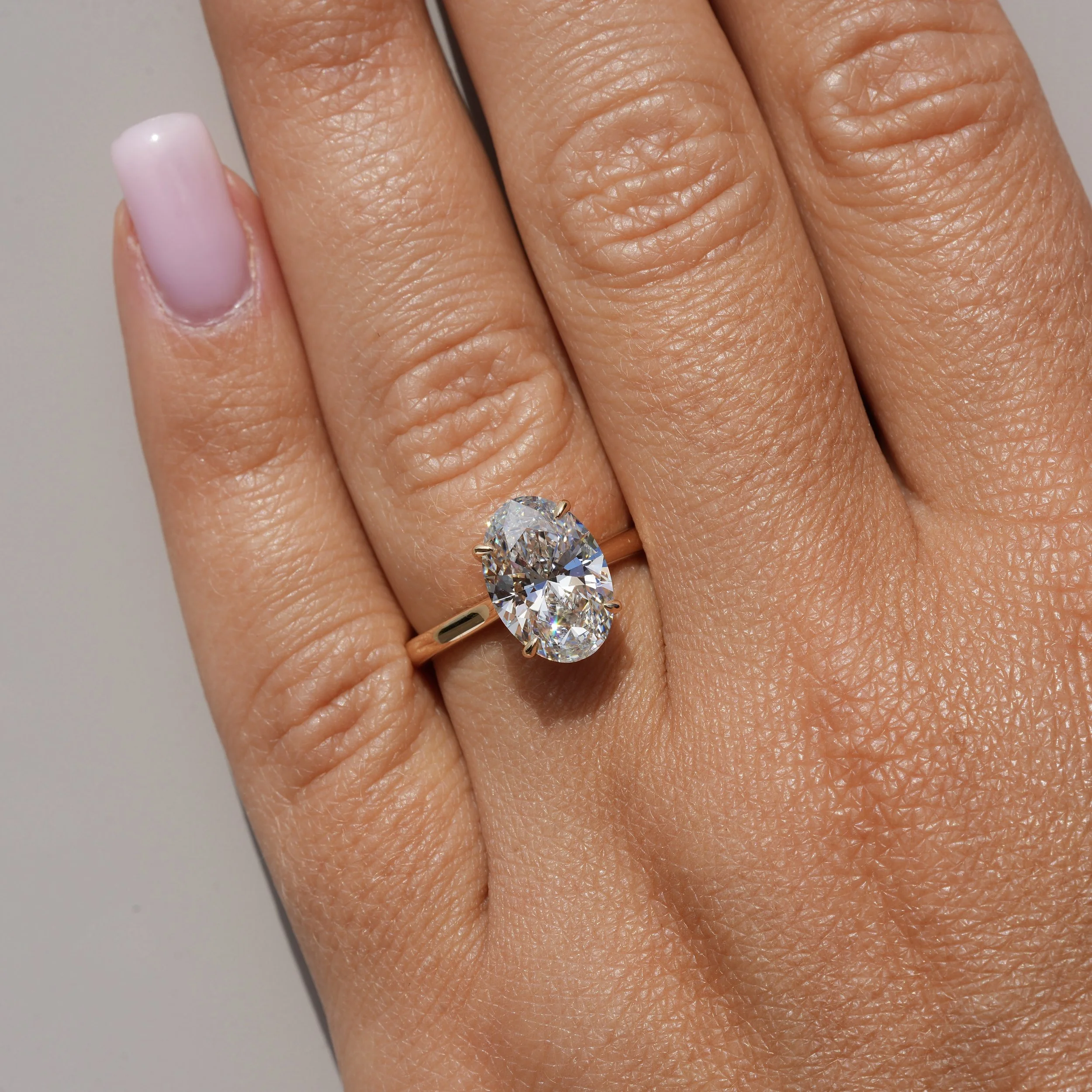 3ct Oval Cut Diamond Engagement Ring With Hidden Halo in 18ct Yellow Gold - Box View |