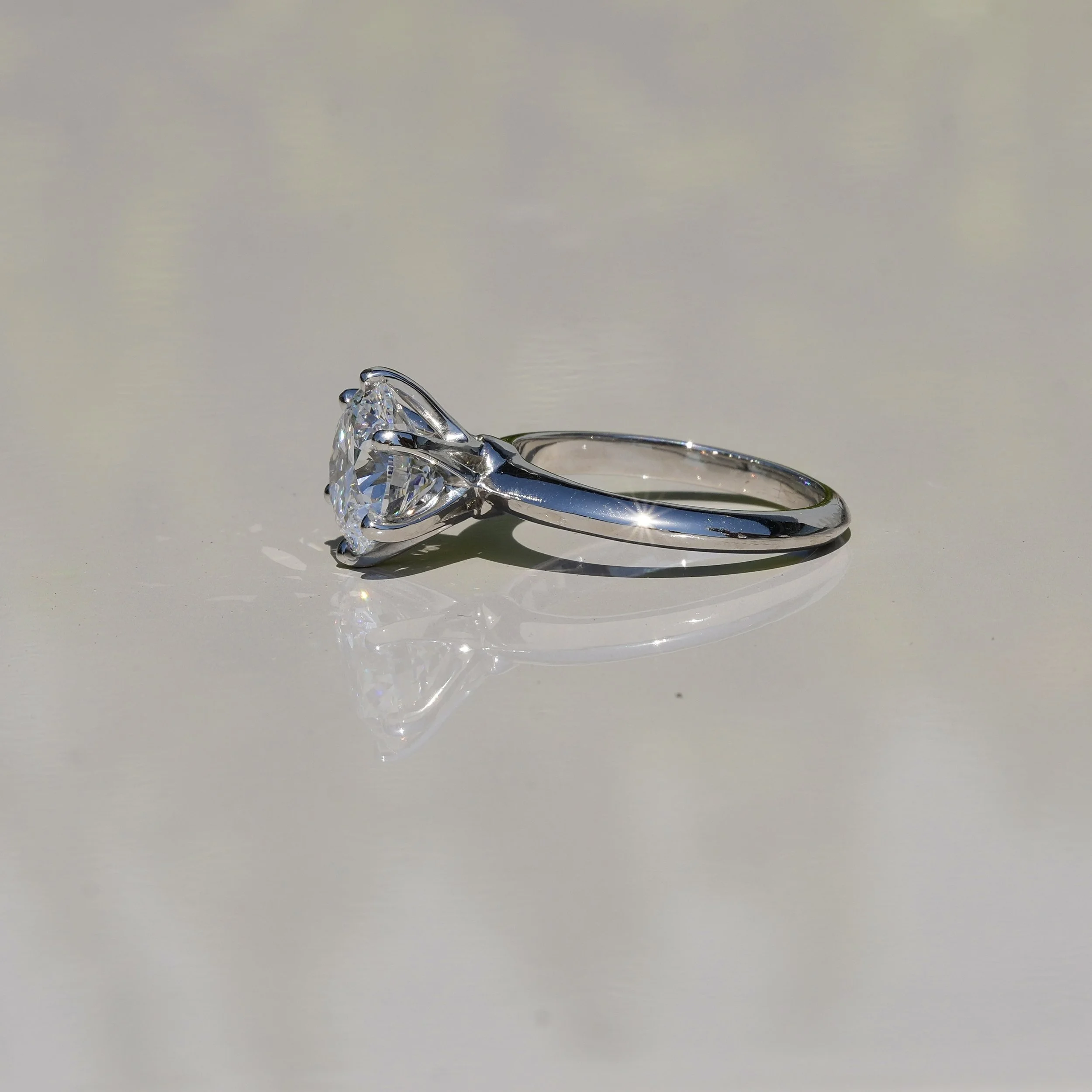 Tiffany Desing Diamond Solitaire Engagement Ring  in Platinum –Side View | Eighty8Diamonds
