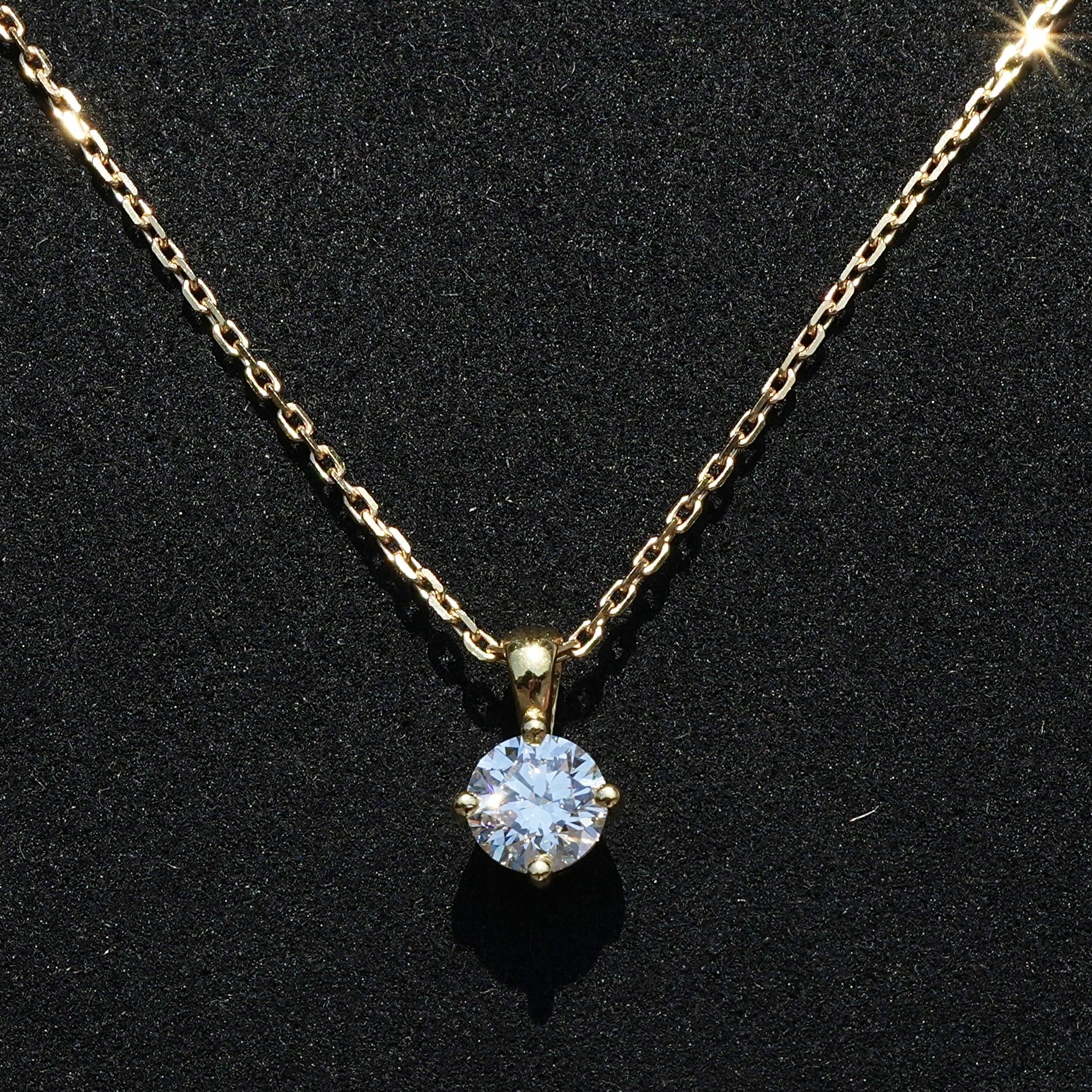 Women’s Diamond Solitaire Pendant with 1ct Round Cut Diamond in 18ct Yellow Gold, IGI Certified – Box View | Eighty8Diamonds