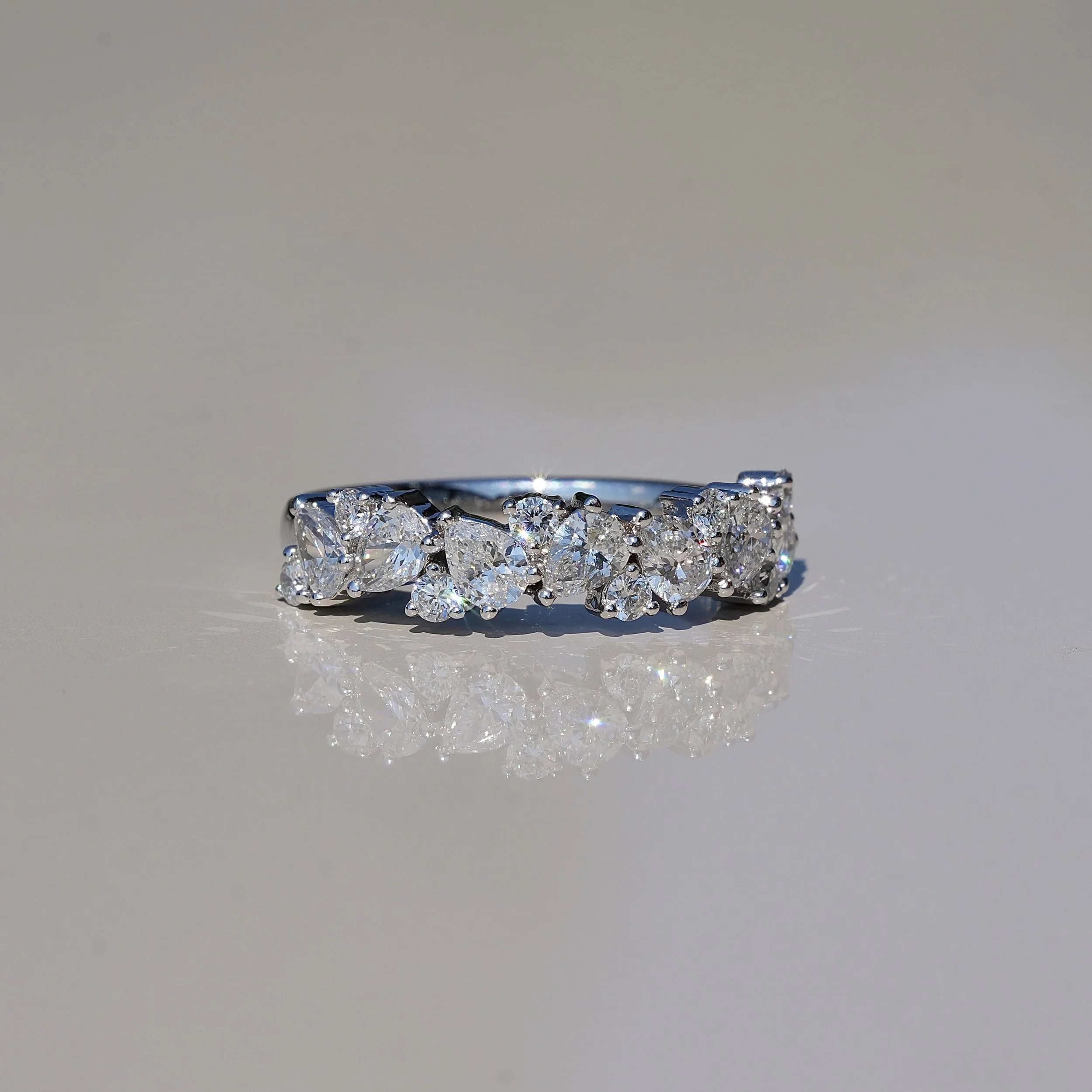 1.00 ct Pear & Round Cut Lab-Grown Diamond Half Eternity Wedding Band | Platinum