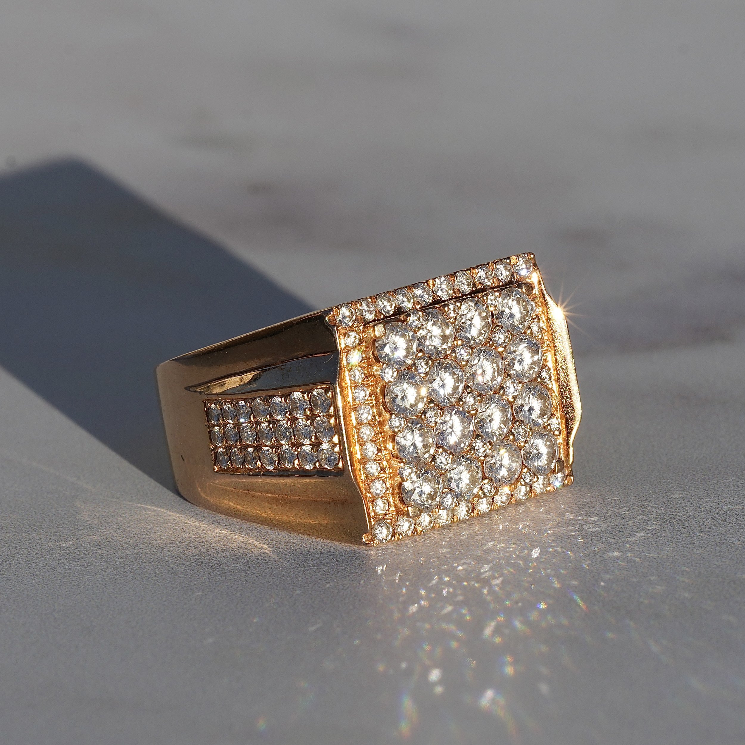 Men's Rose Gold Diamond Ring in 18ct Rose Gold with 1ct Natural Diamonds –Angeled View | Eighty8Diamonds