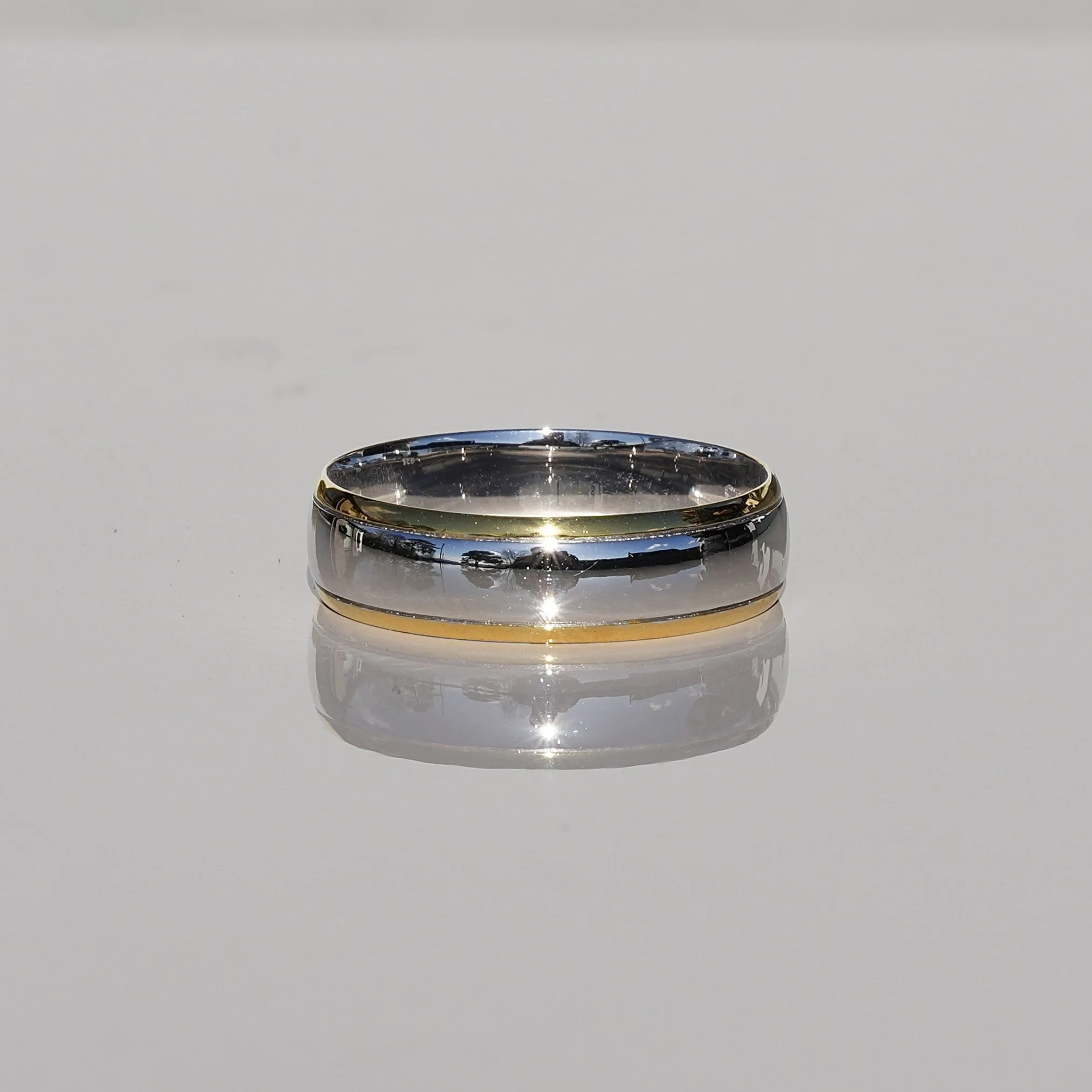 Two-Tone Court Wedding Band – 18ct Yellow & White Gold