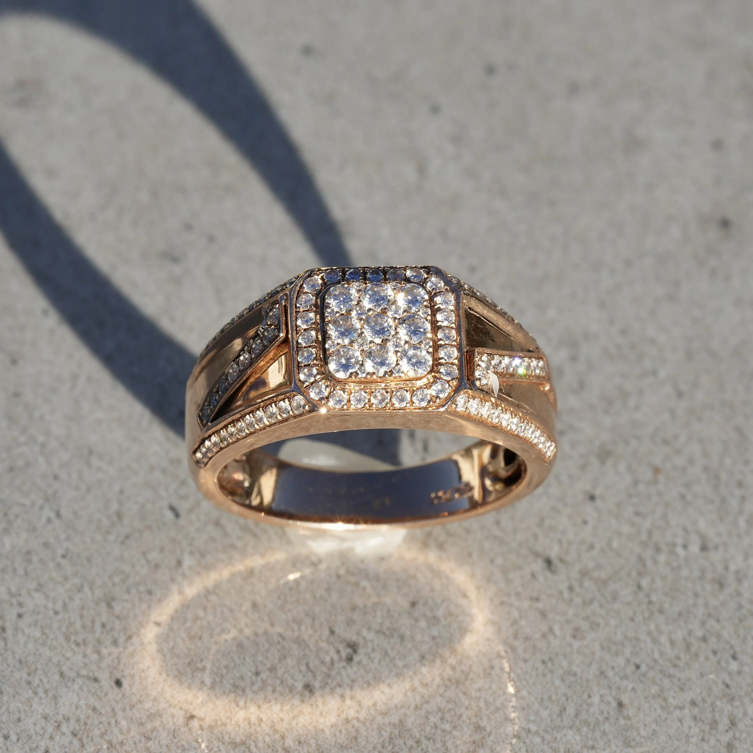 Men's Pave Diamond Rose Gold Ring in 18ct Rose Gold with 1.00ct Natural Diamonds –Box View | Eighty8Diamonds