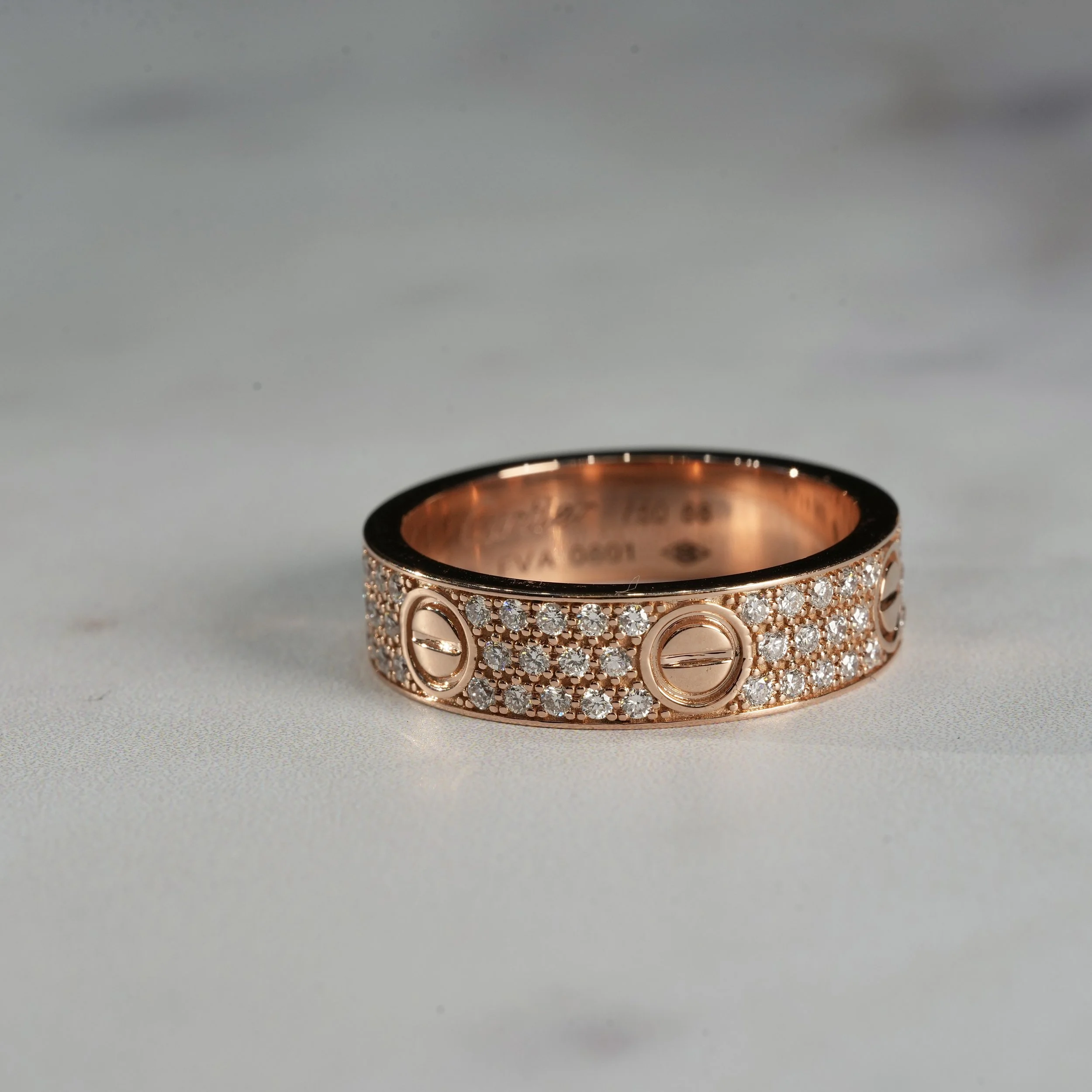 Men's Love Design Pave Classic Model Ring in 18ct Rose Gold with 0.90ct Lab Grown Diamonds – Box View | Eighty8Diamonds