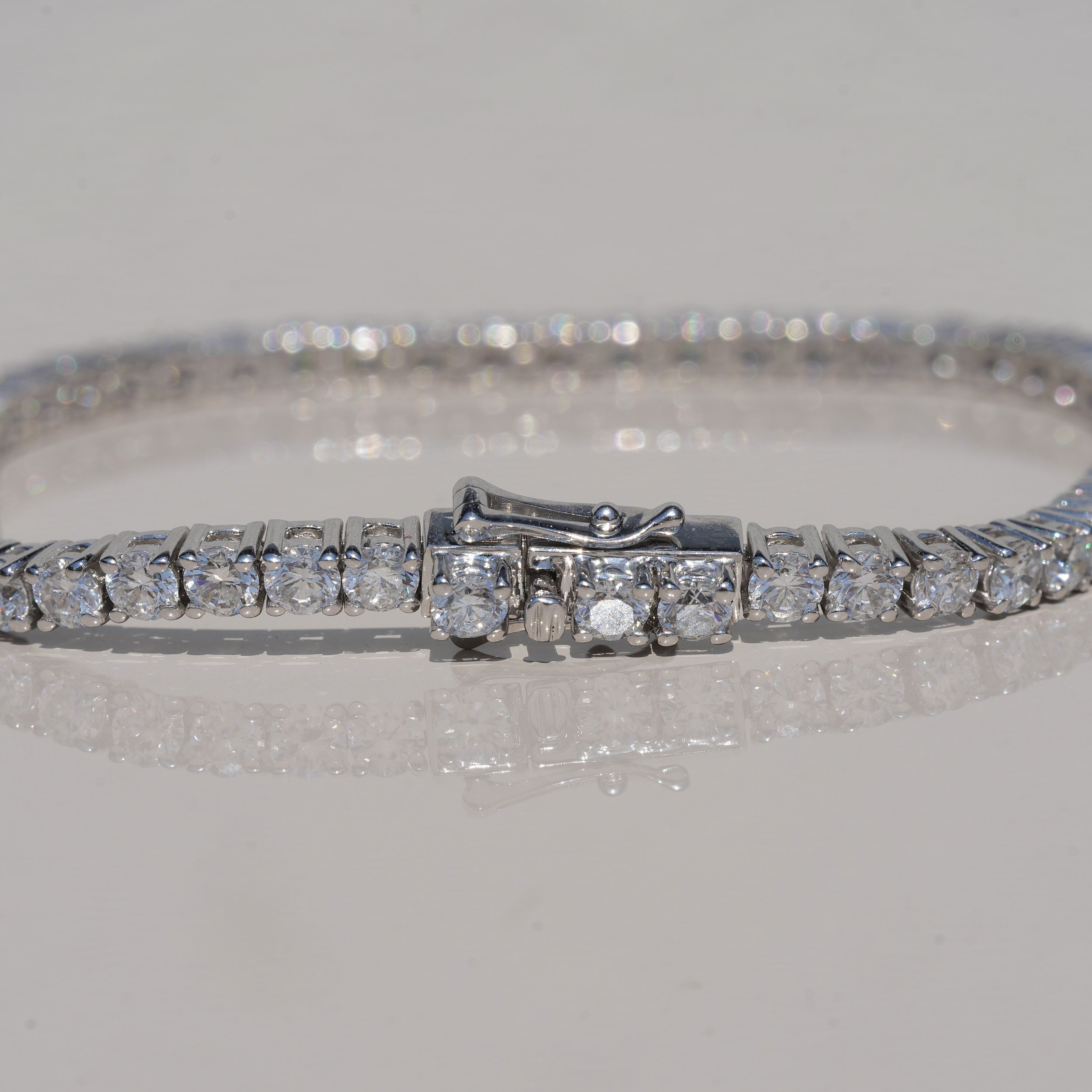 Women’s Tennis Bracelet with 5ct  Diamonds in 14K White Gold – Side View | Eighty8Diamonds