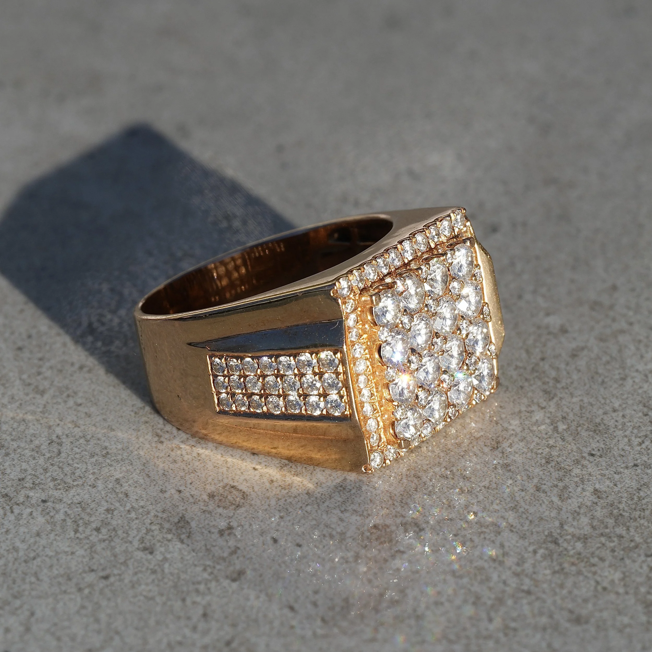 Men's Rose Gold Diamond Ring in 18ct Rose Gold with 1ct Natural Diamonds – Back View | Eighty8Diamonds