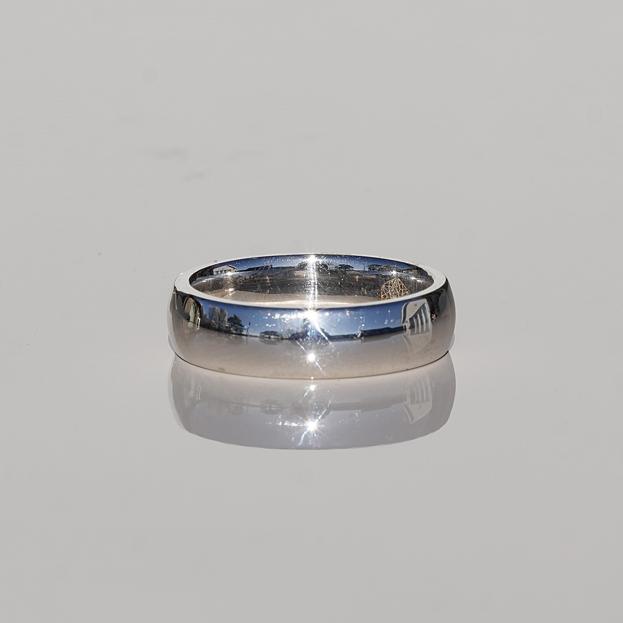 Classic Domed Court Wedding Band in 18ct White Gold -6mm- Front View | Eighty8Diamonds