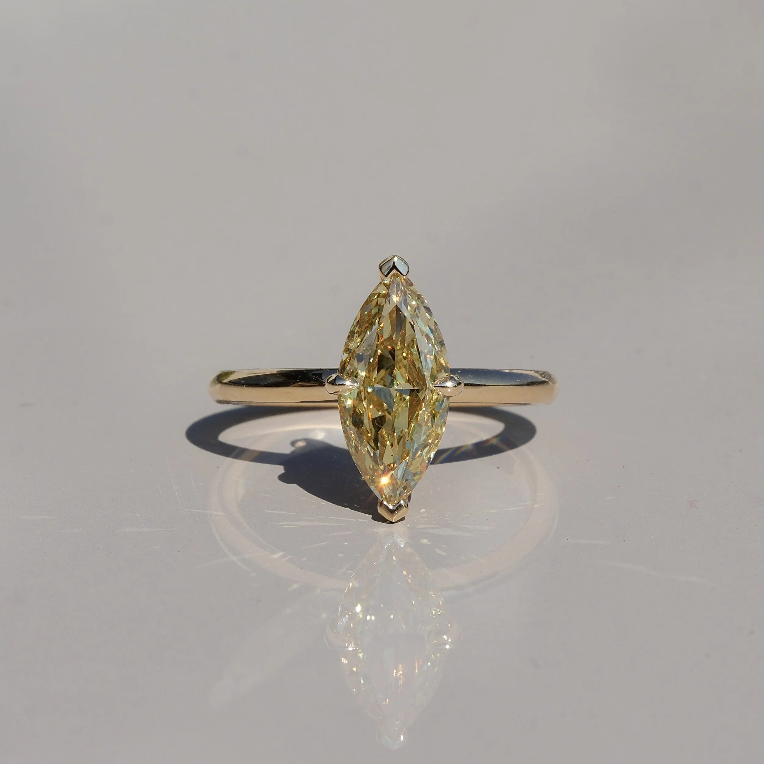 2.00ct Marquise Cut Fancy  Yellow Lab-Grown Diamond Solitaire Engagement Ring | 18ct Yellow Gold