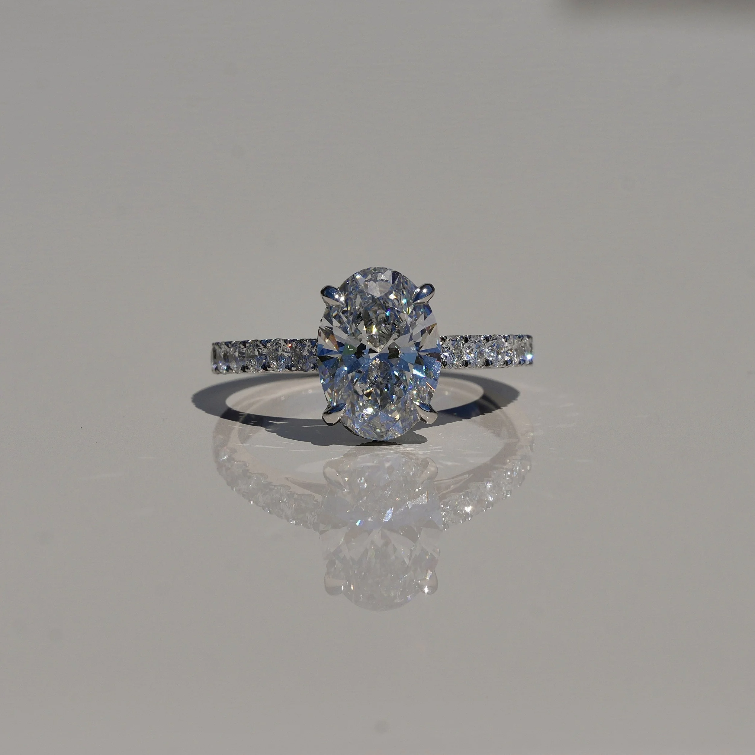 2.00ct Oval Cut Diamond Ring | Pavé Setting | IGI Certified | Platinum