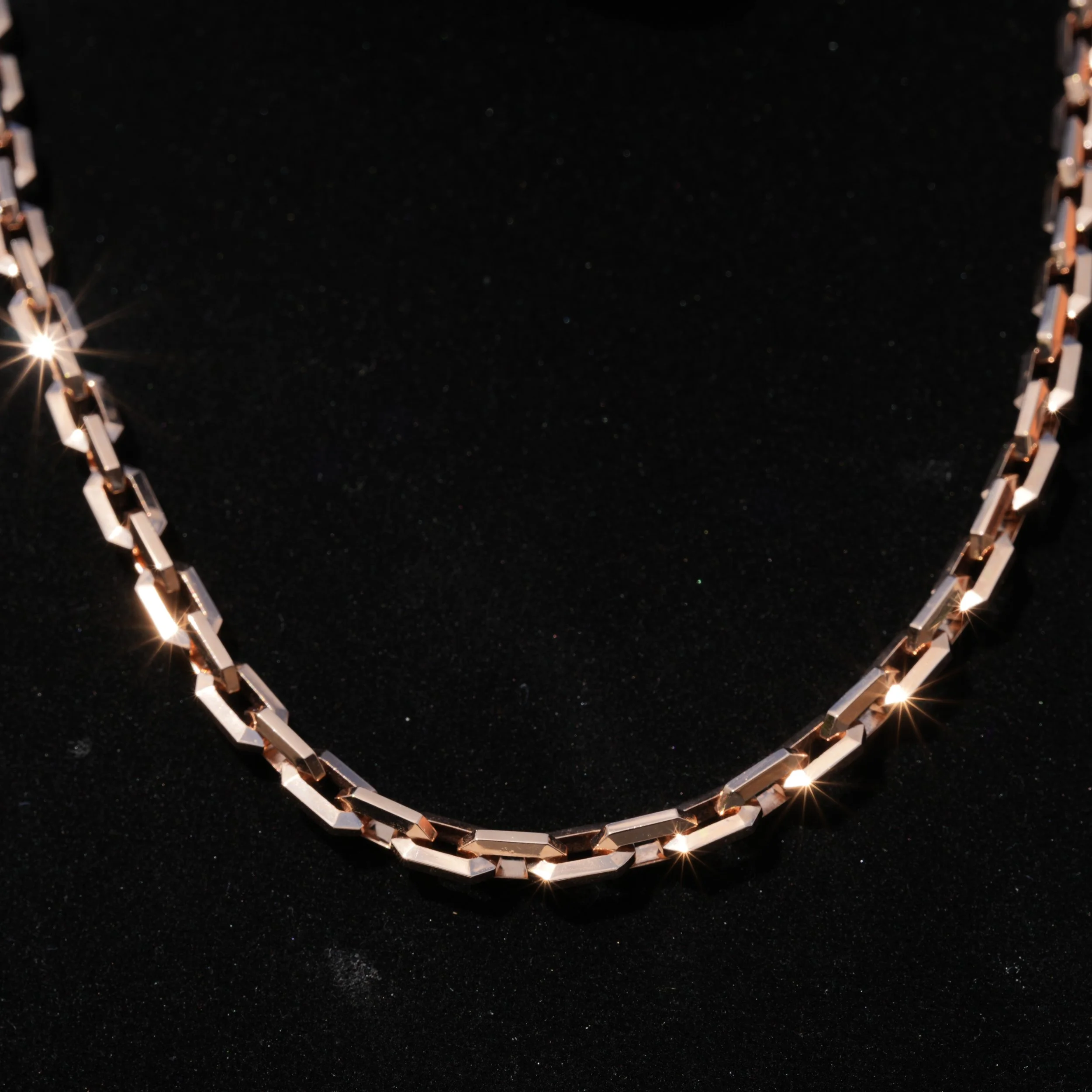 Men’s 18K Rose Gold Anchor Chain 65cm – Front View | Eighty8Diamonds
