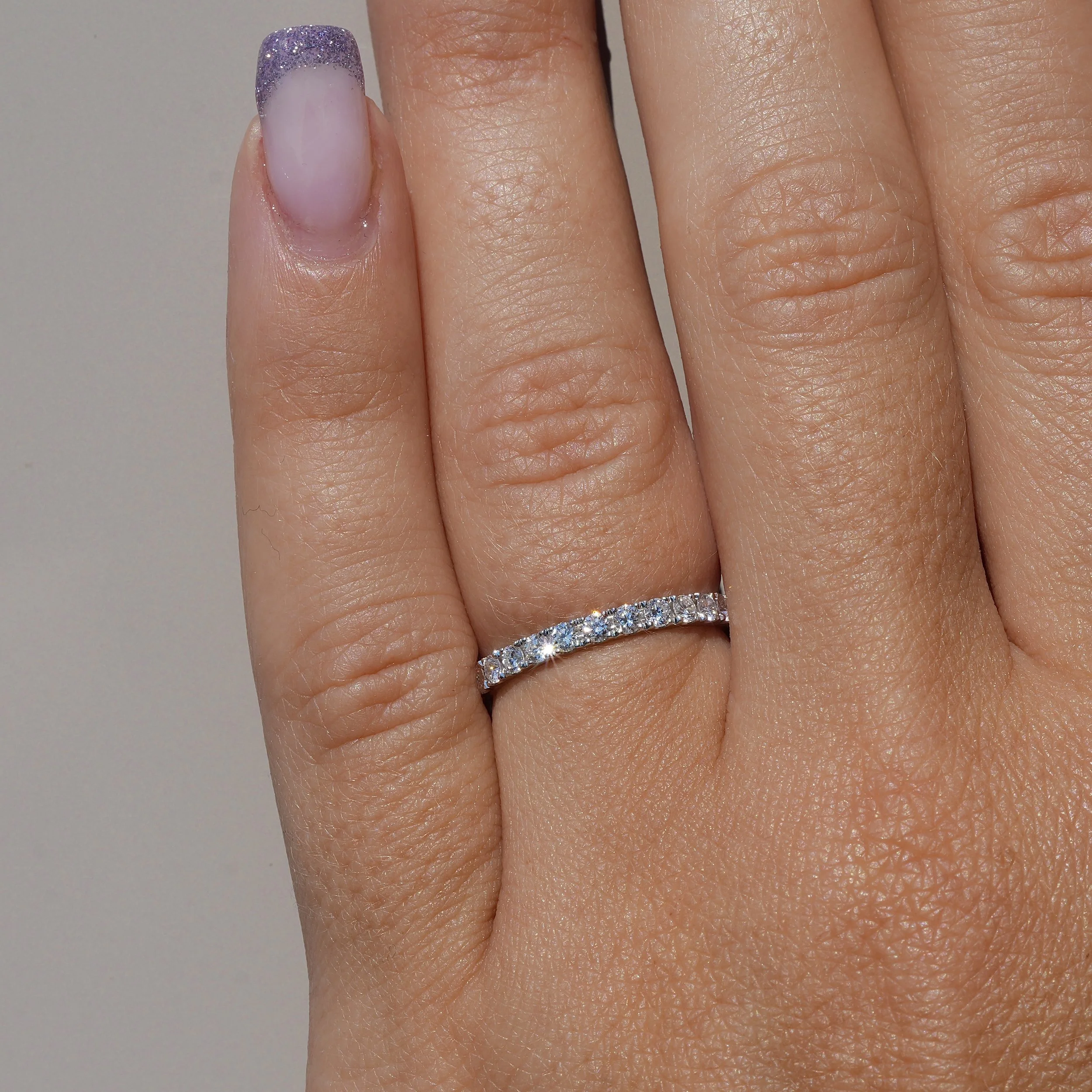 Women's Diamond Wedding Band in Platinum with 0.65ct  Diamonds –Hand View | Eighty8Diamonds