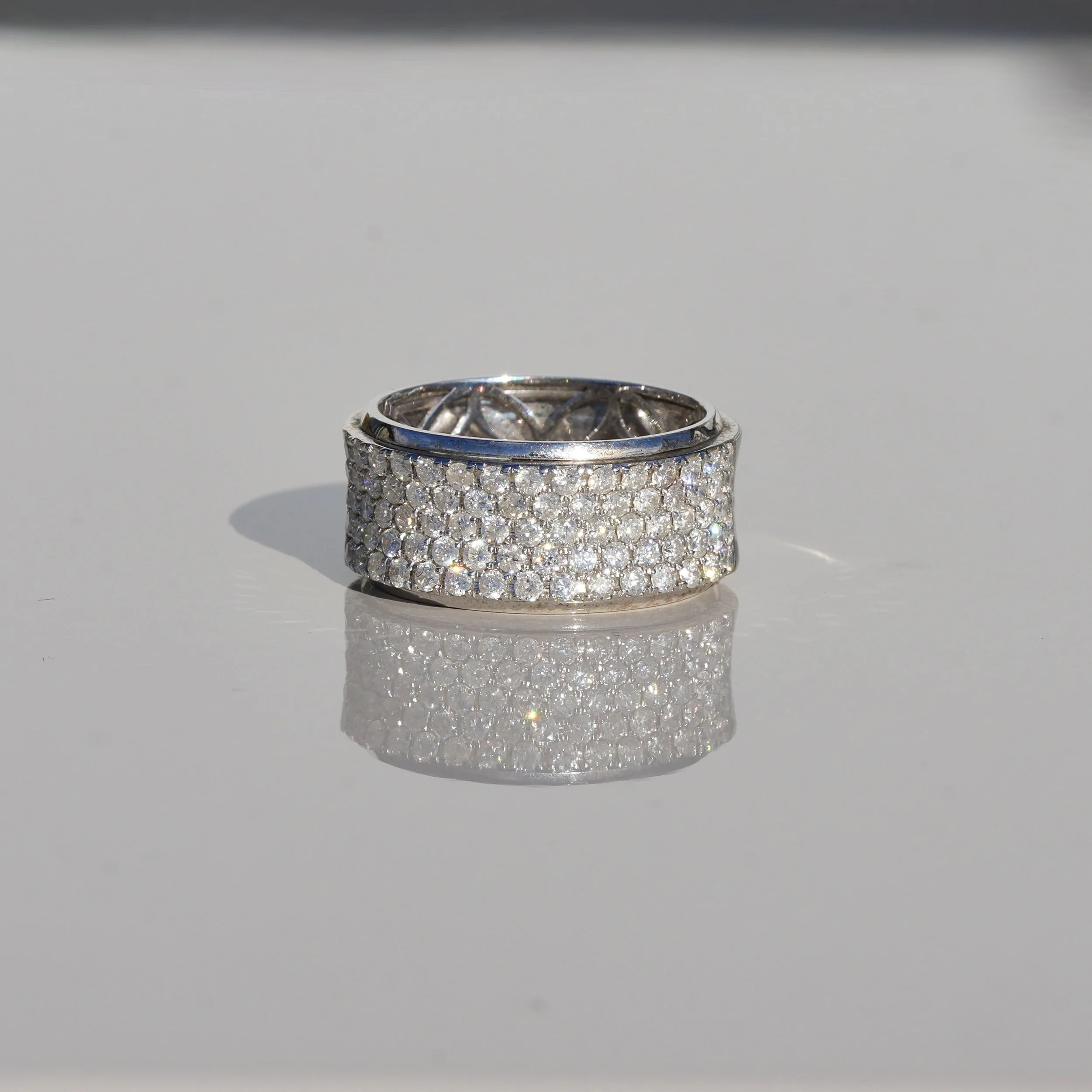 White Gold Half Diamond Pavé Band