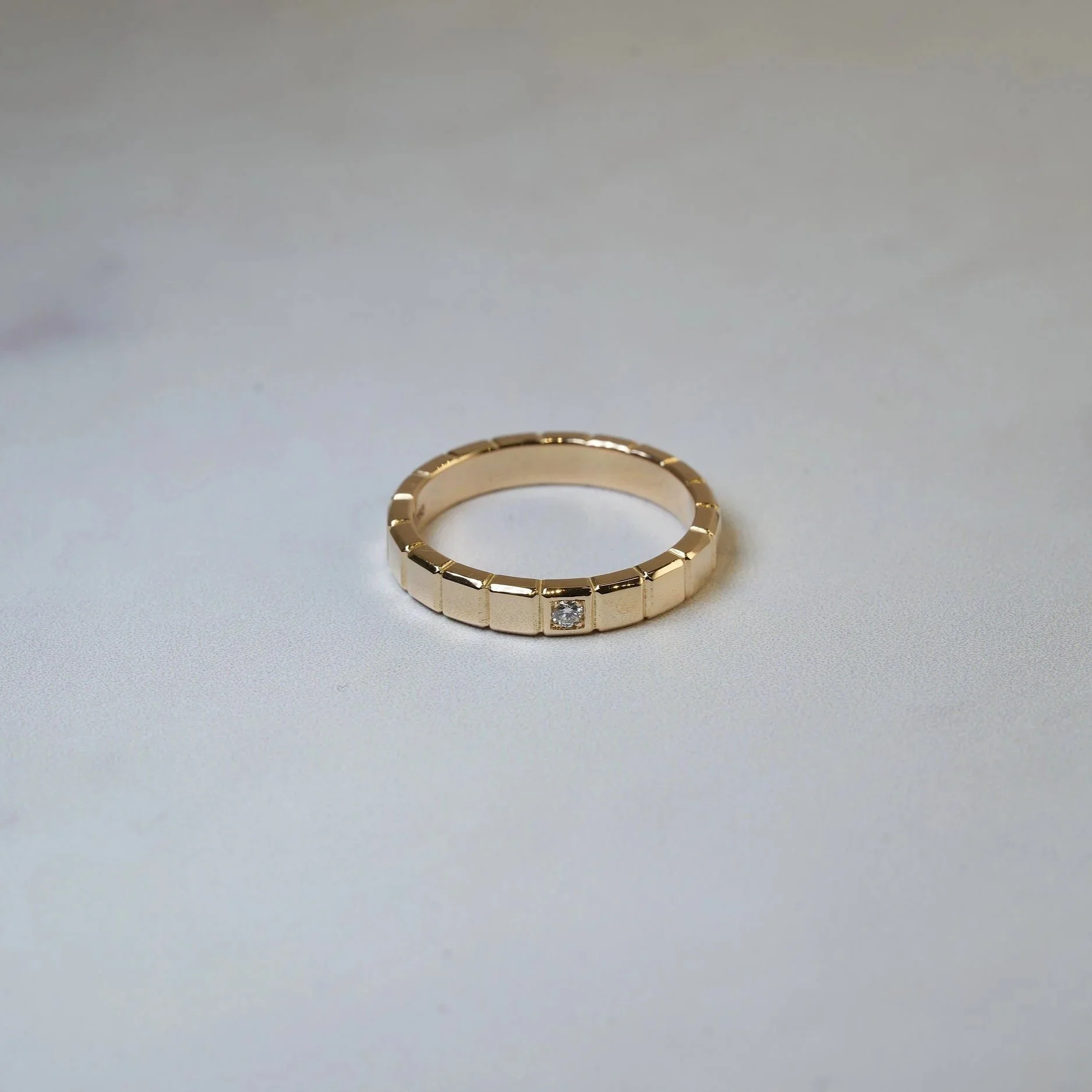 Men’s Ice Cube Style Ring in 18ct Yellow Gold with 0.04ct Natural Diamond – Displayed in Ring Box | Eighty8Diamonds