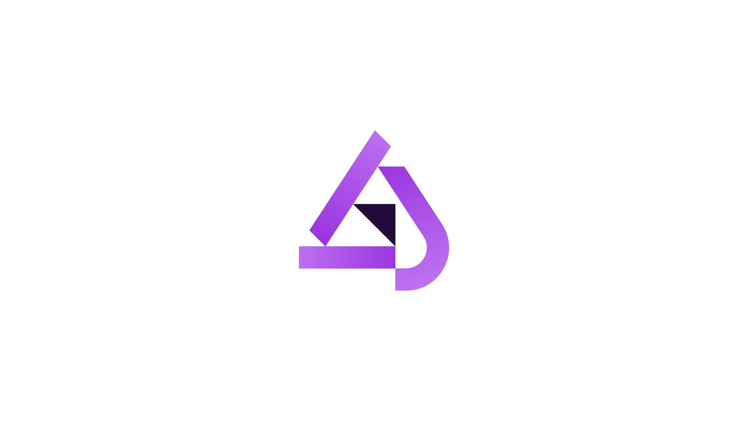 A stylized logo with purple and black geometric shapes forming a letter A on a white background.