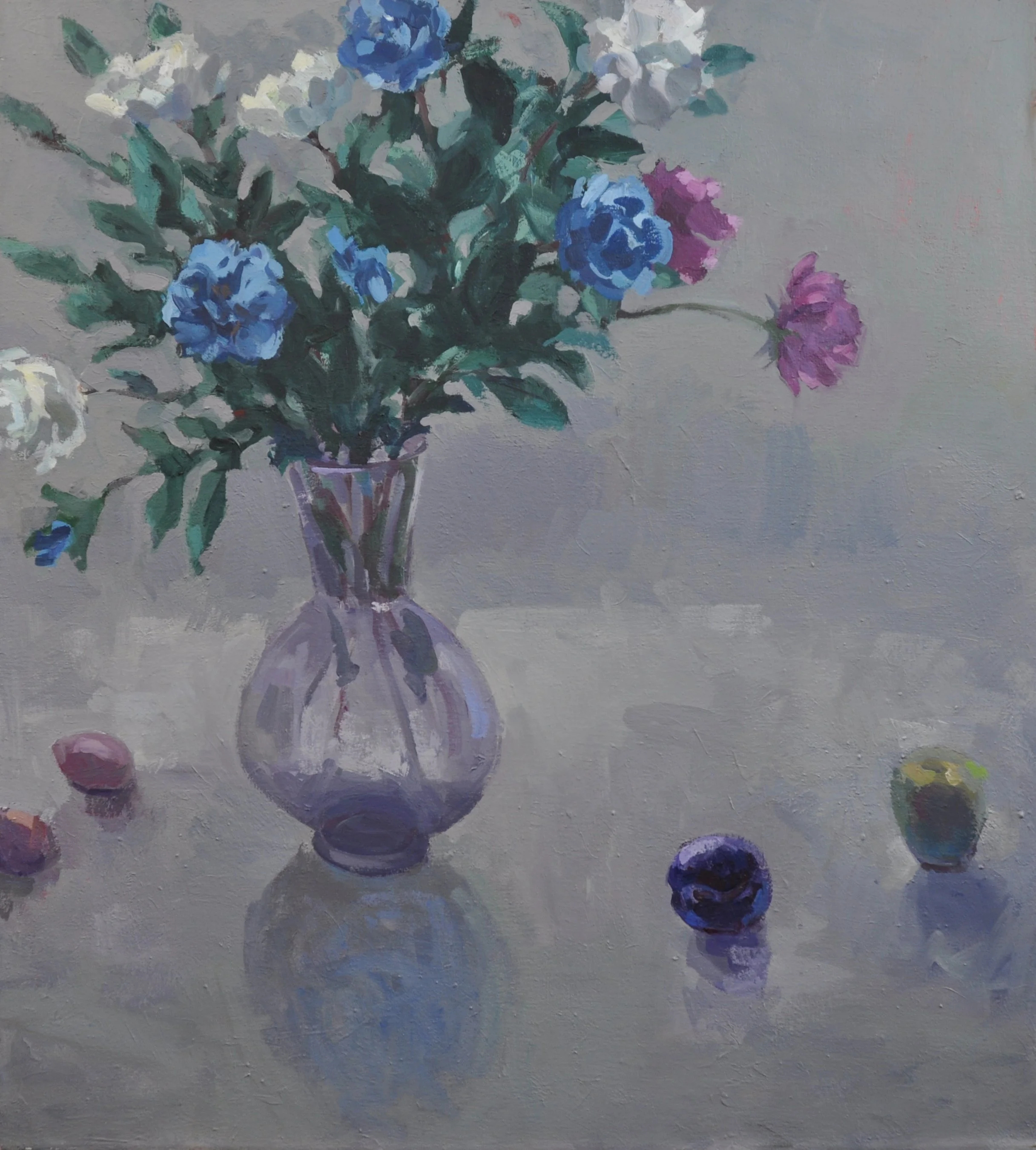 untitled (rose of sharon, clear vase, white background) 36 x 40 $1700