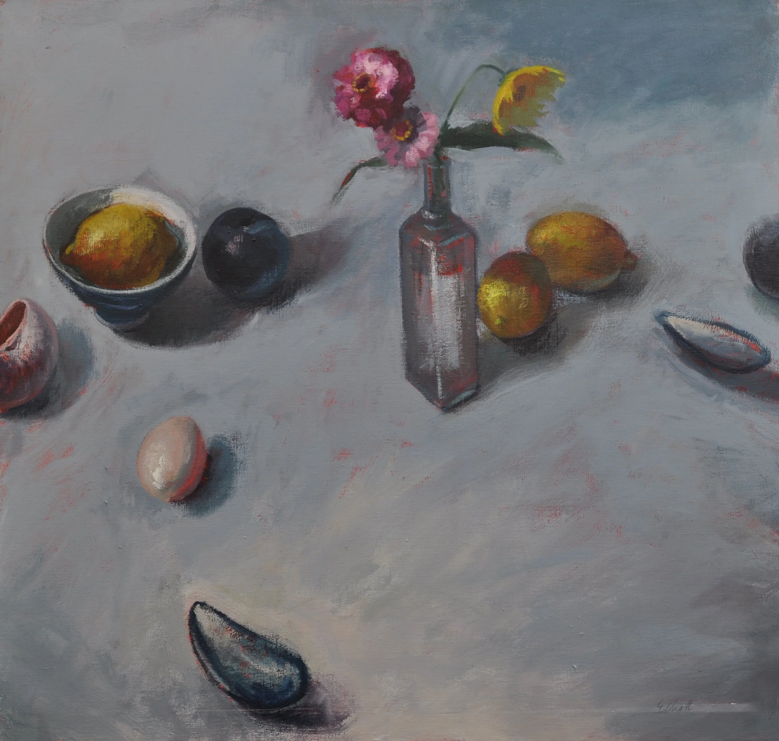 untitled (mussel shells etc) 40 x 38 $1900