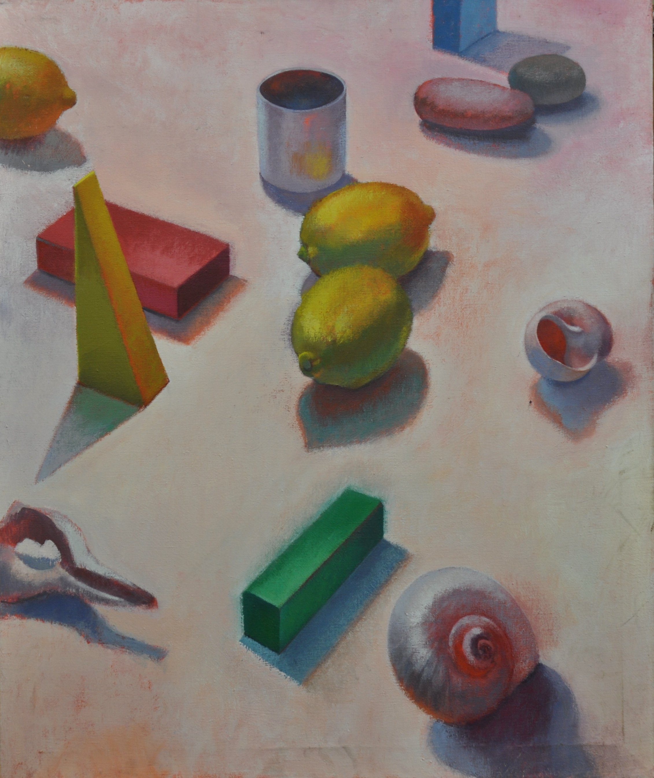 untitled (pink background blocks lemon) 30 x 36 $1400