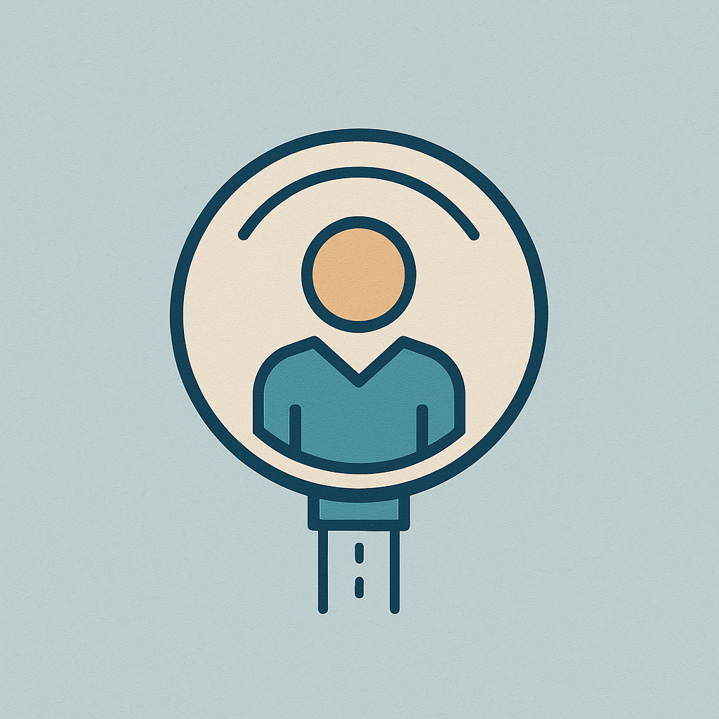 Illustration of a spyglass with a person inside, symbolizing a person being visible or searched for.