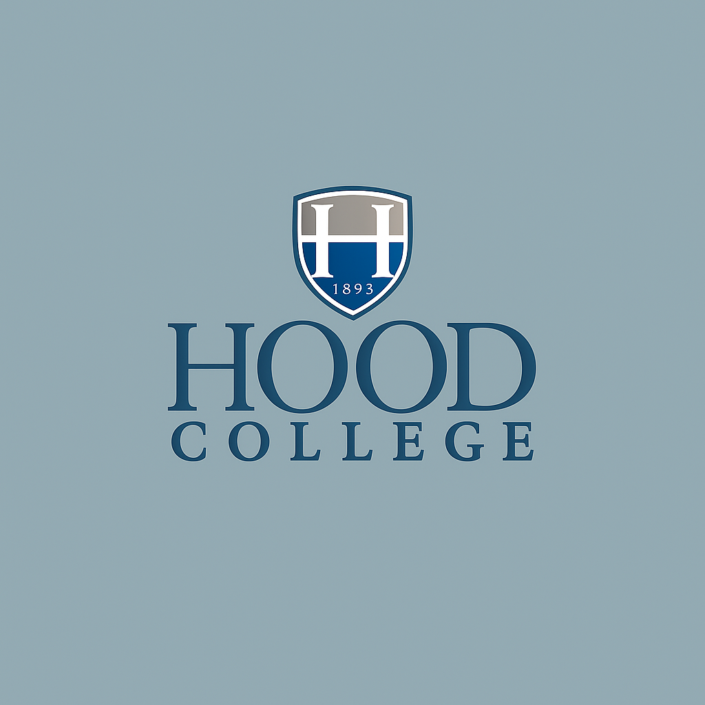 Hood College logo with a shield featuring two H's and the year 1893 on a blue background.