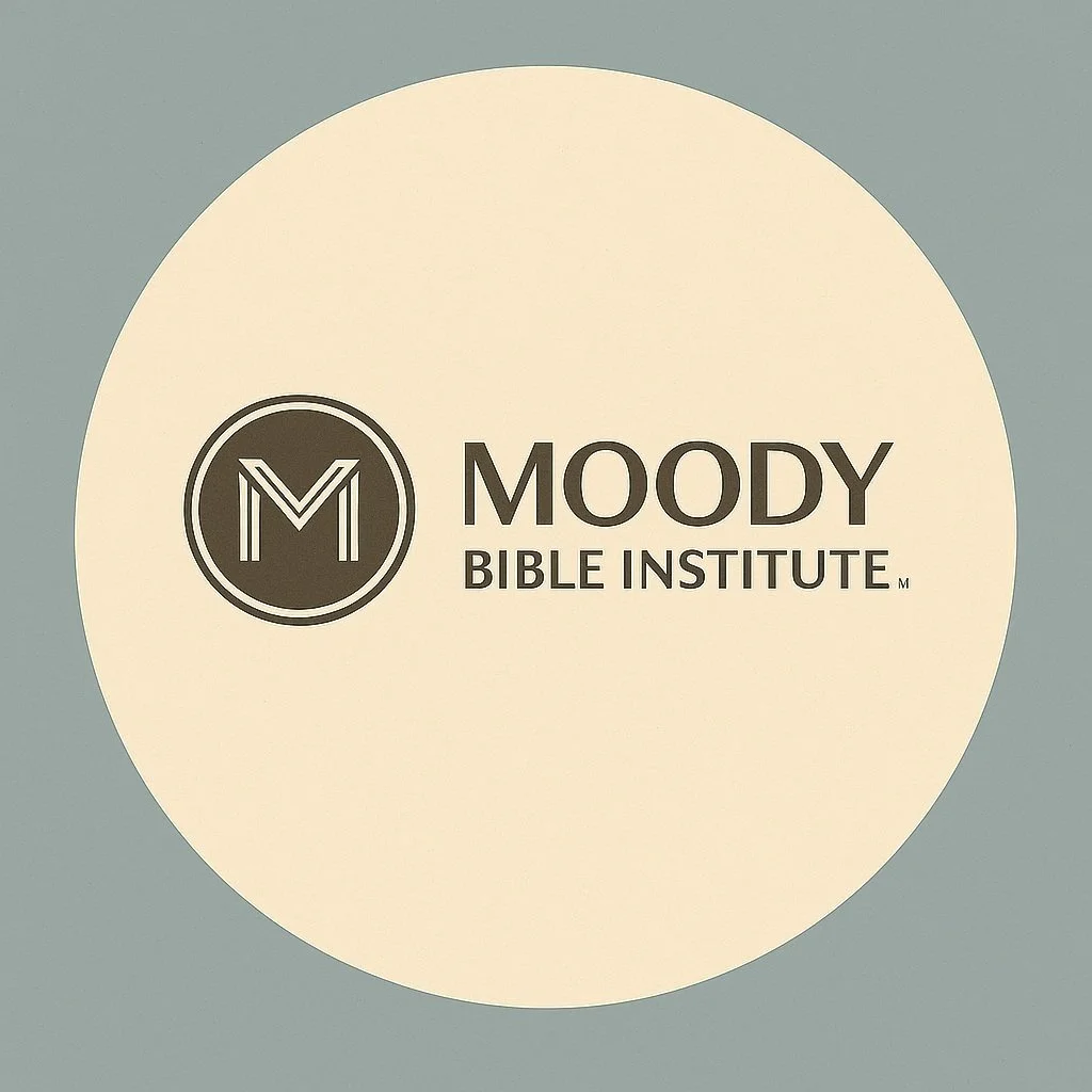 Logo of Moody Bible Institute with a circular emblem featuring a stylized letter M and the institute's name.