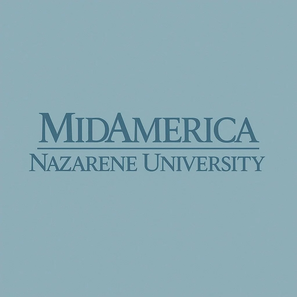 Logo of MidAmerica Nazarene University on a light blue background.