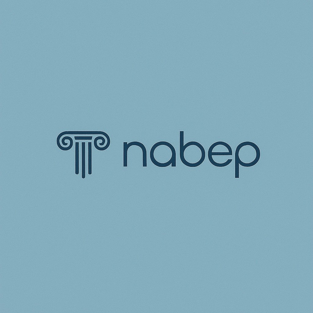 NABEP logo with a stylized column icon on a light blue background.