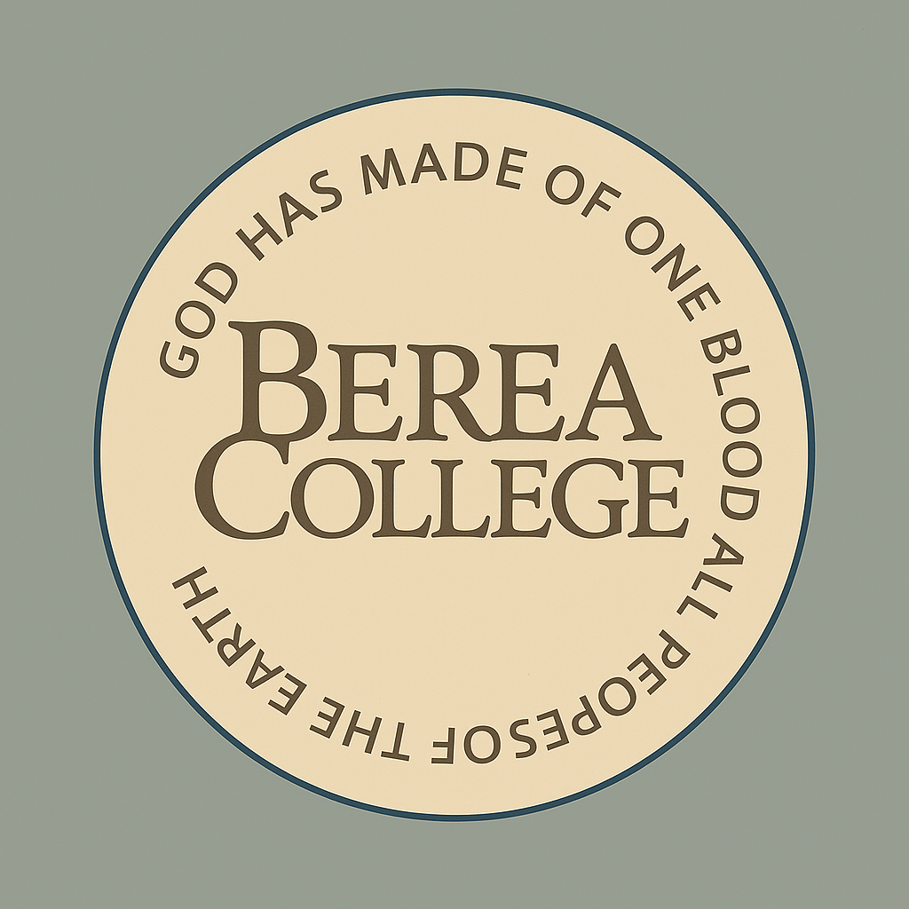 A circular emblem with the text 'God has made of one blood all the earth' surrounding the words 'Berean College' in the center, on a plain background.