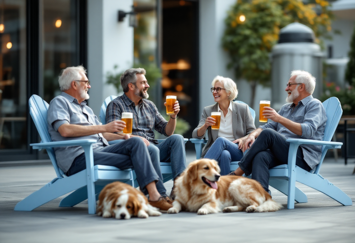 mature adults at a brewery