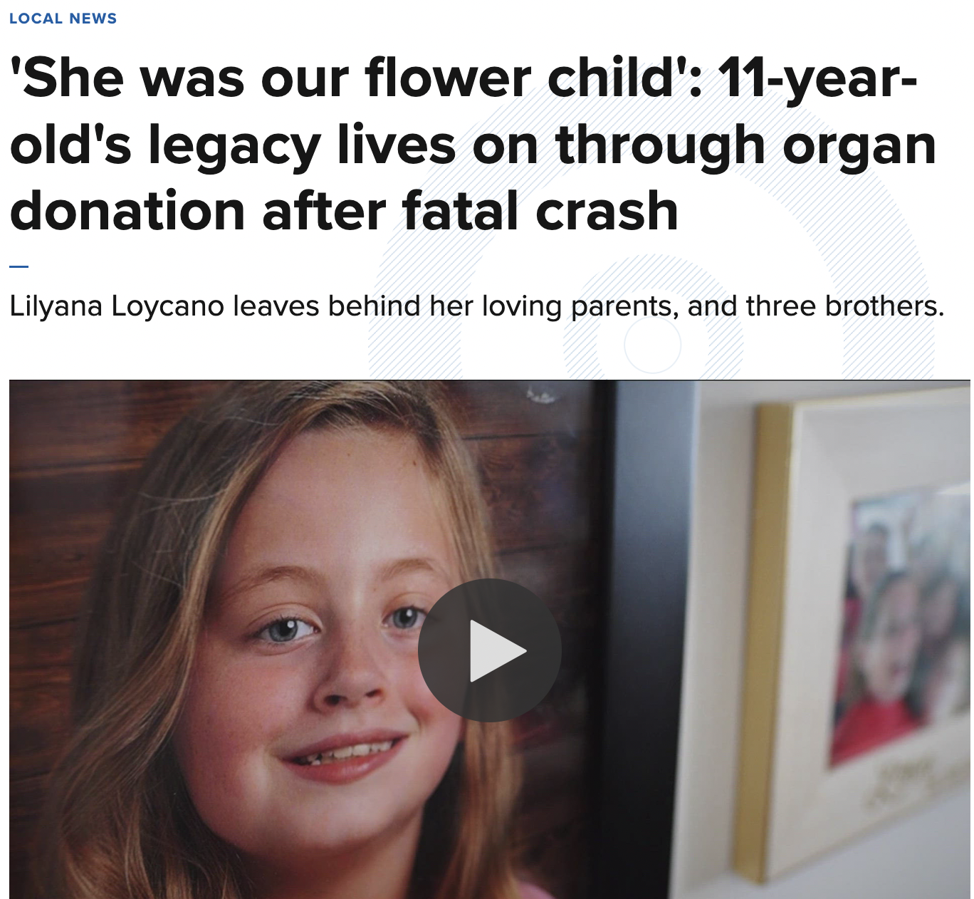 News story about Lily Loycano with her picture