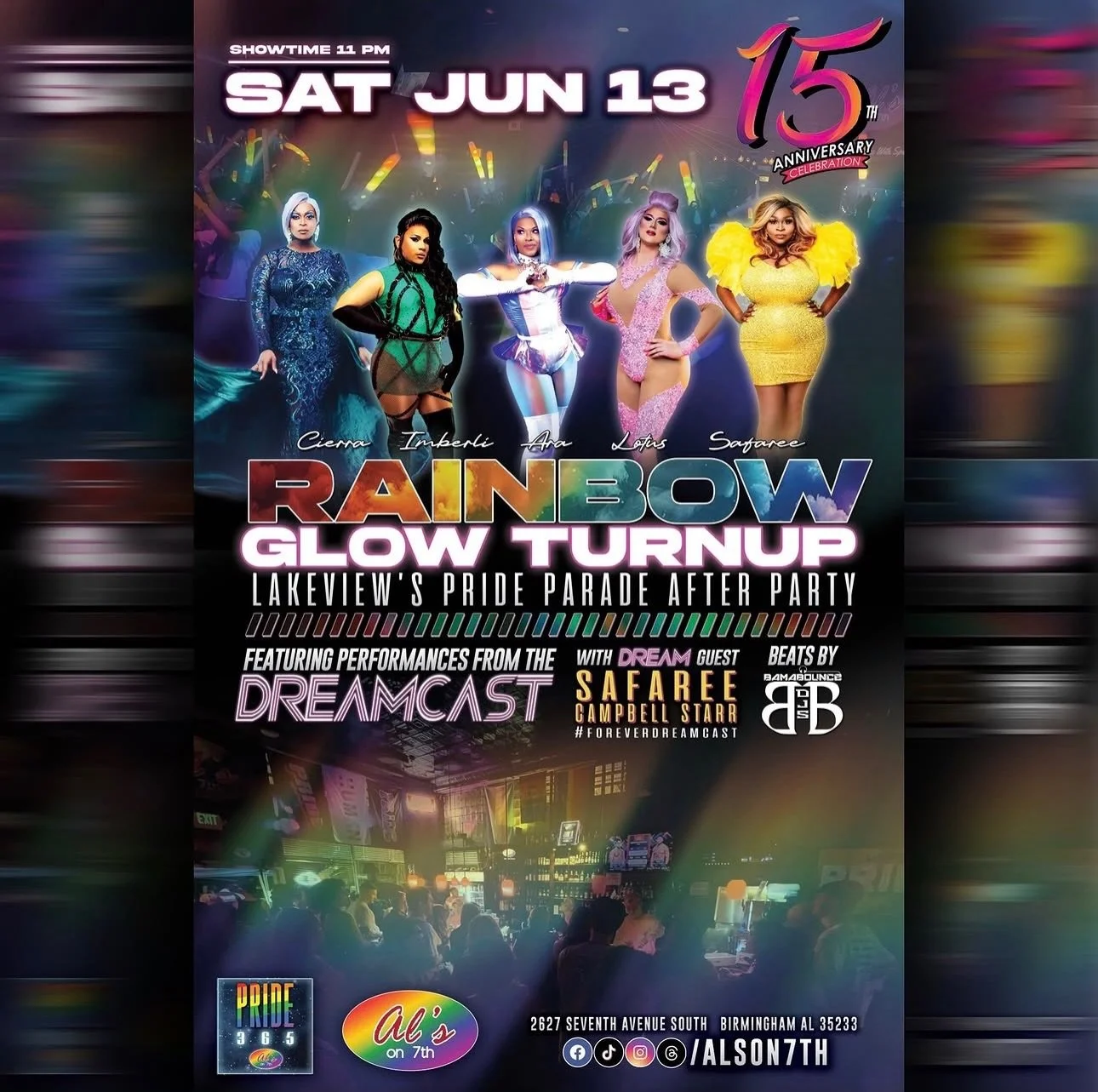 SAT JUN 13! 🩷❤️🧡💛💚🩵💙💜🖤🩶🤍🤎 Taste the 🌈 RAINBOW at the ✨ GLOW ✨ TURNUP, Lakeview&rsquo;s Pride Parade After Party. 

Featuring performances from #DREAMCAST titans @chris_cierrasc, @imberli.imberli, @arabesquestarr, @lotusthedoll w/ DREAM Gu