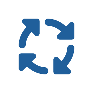 blue four arrow circle icon
