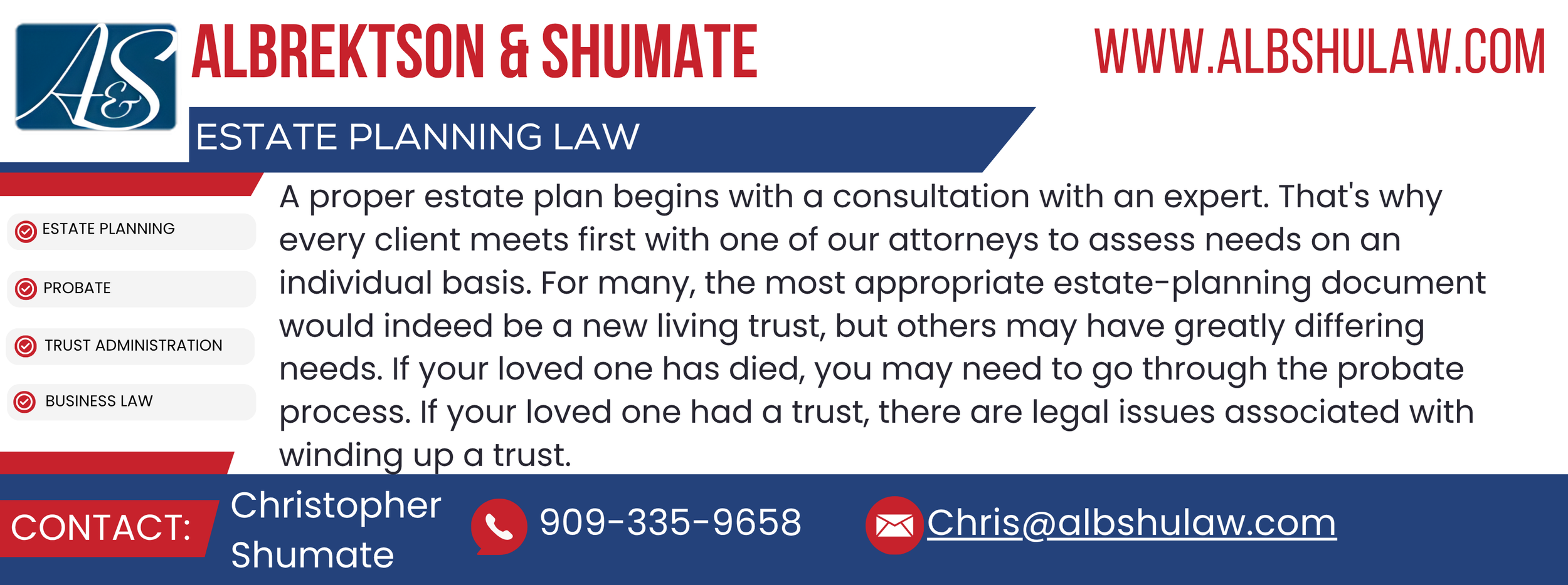 A proper estate plan begins with a consultation with an expert. That's why every client meets first with one of our attorneys to assess needs on an individual basis.