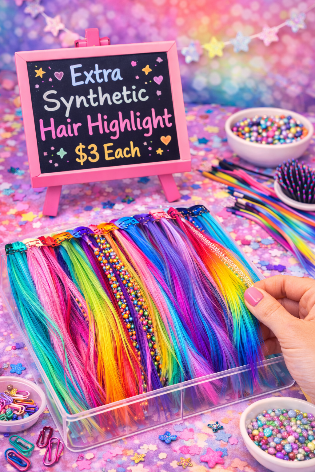 Extra synthetic hair highlight