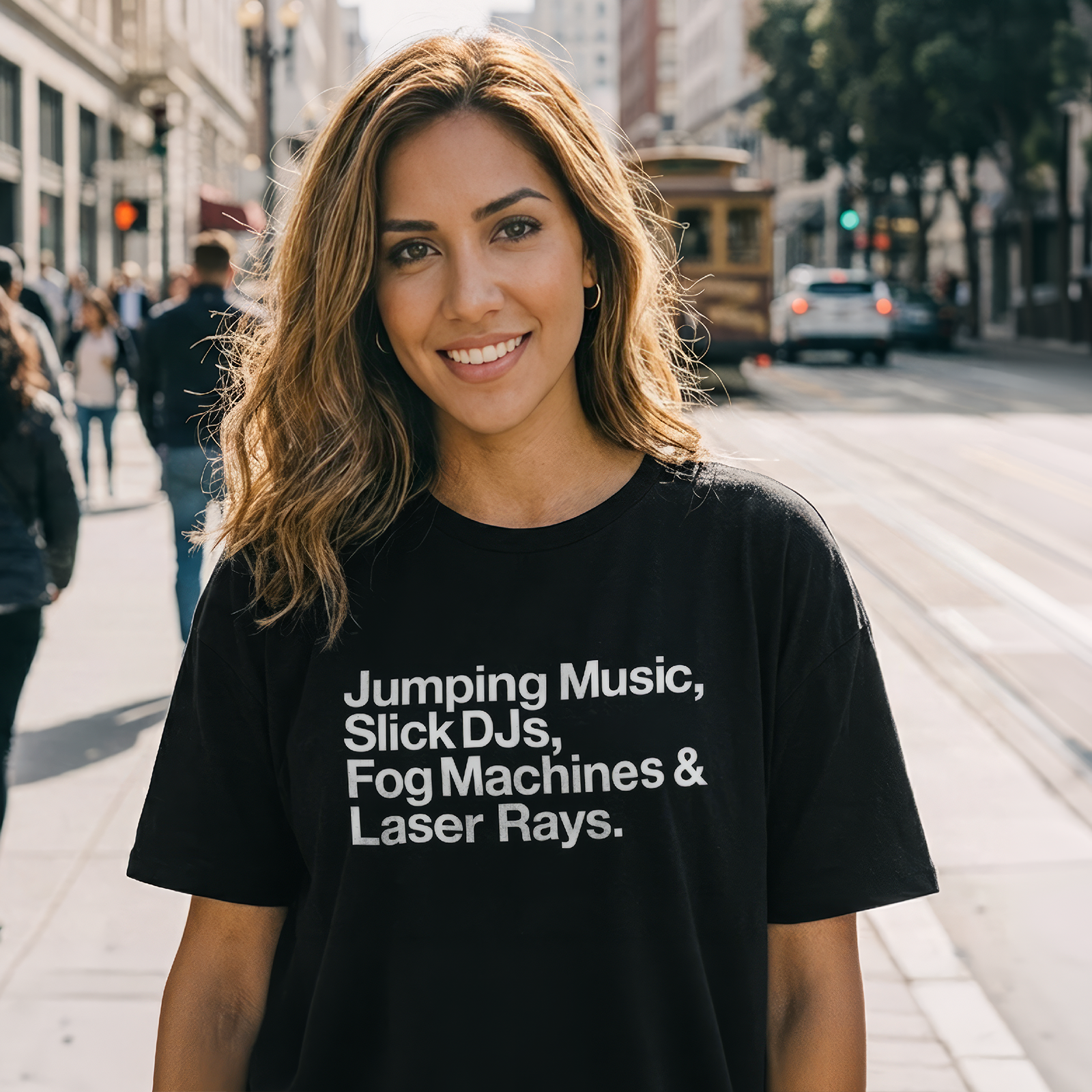 Jumping Music, Slick DJs T-Shirt in Black (Unisex)
