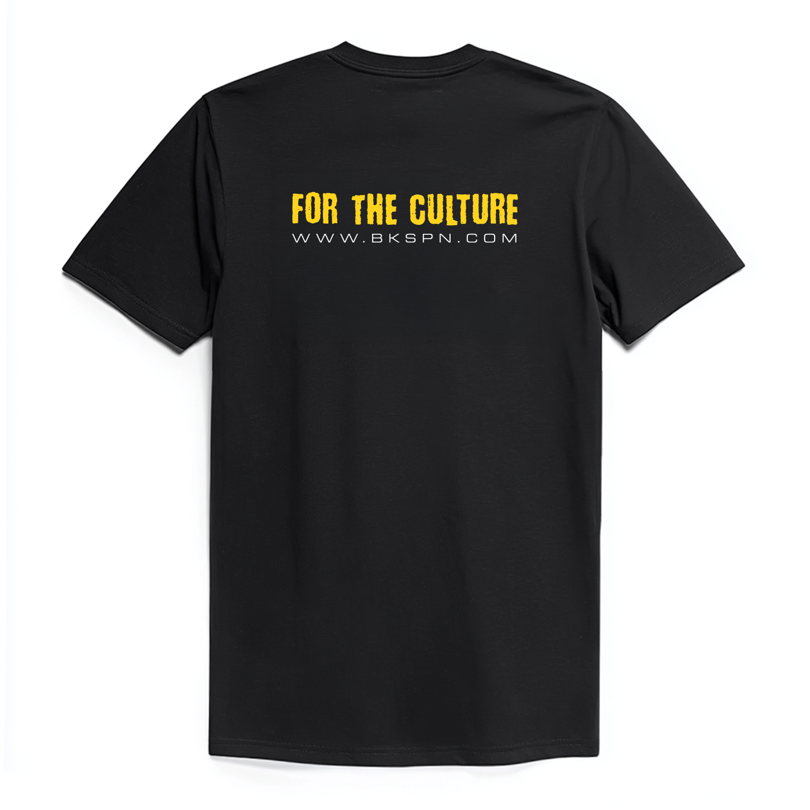 Black BKSPN Filipino pride t-shirt with sun and star logo on front and For the Culture text on back.
