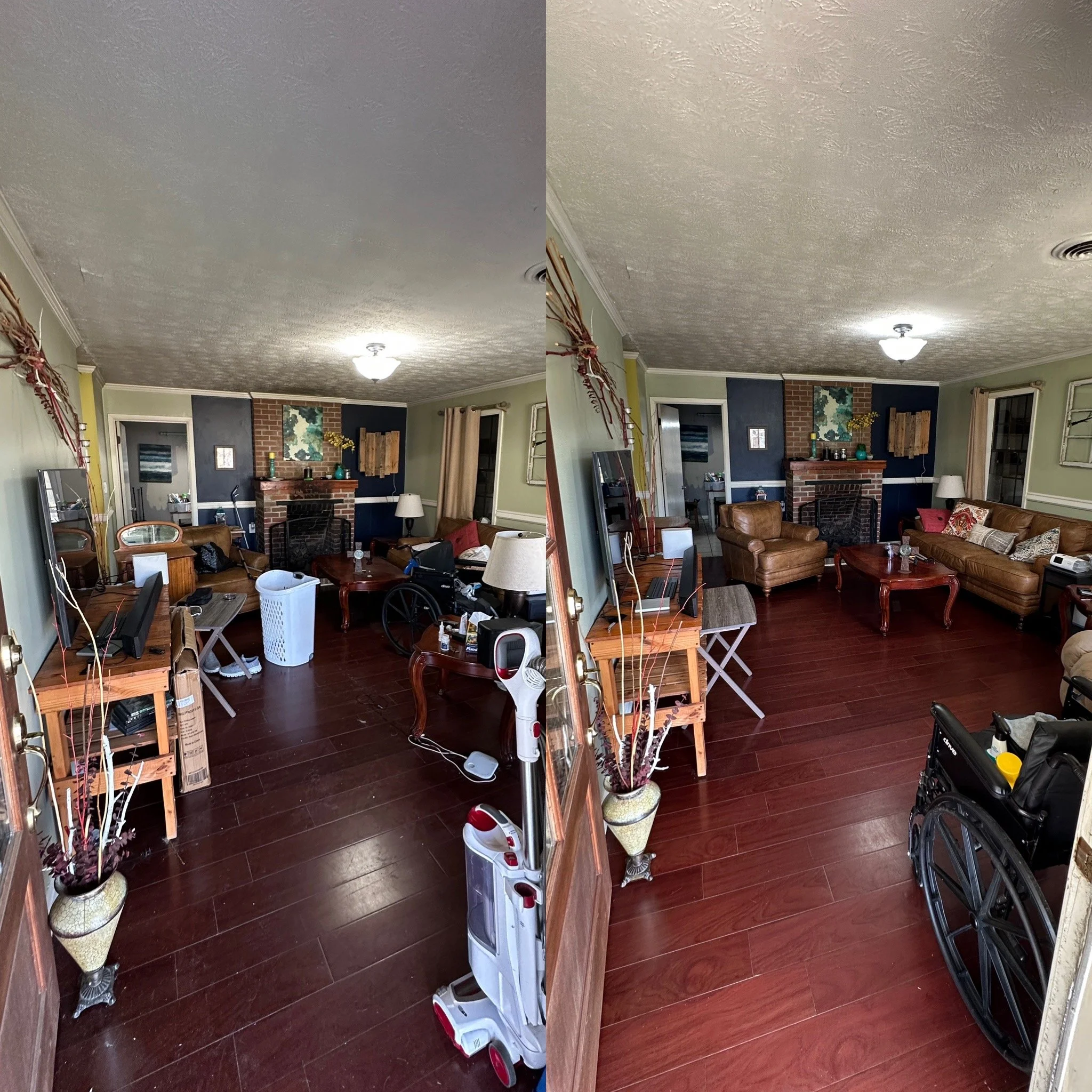 Before and after of deep cleaning home for fellow veteran.