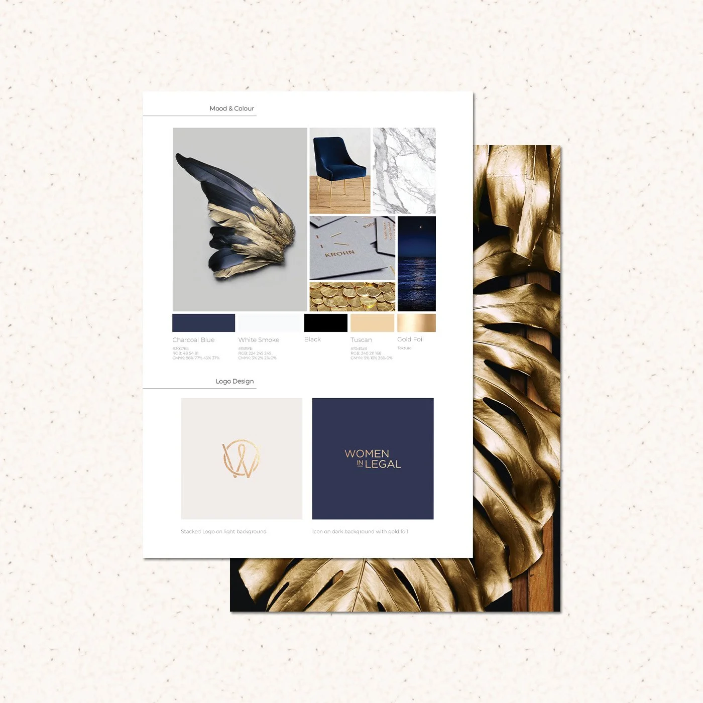 Women in Legal brand identity moodboard and logo design