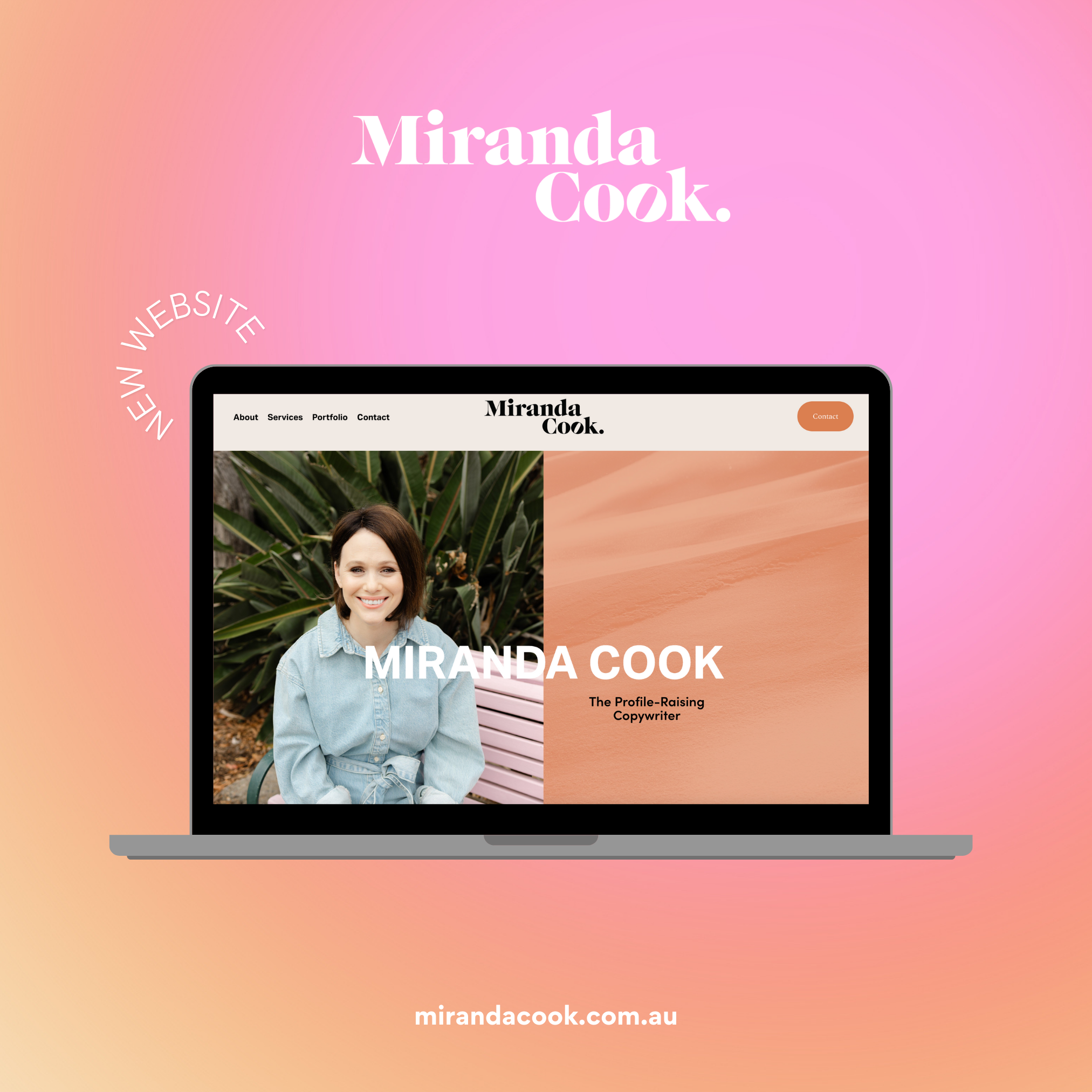 Website design mockup created for Miranda Cook, copywriter