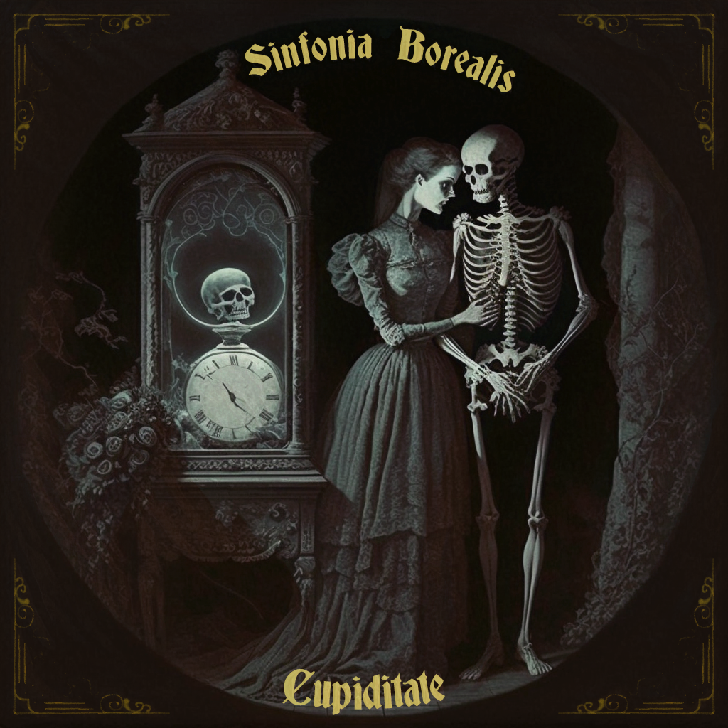 A cutout of the release artwork for Sinfonia Borealis' debut single "Cupiditate", released on New Year's Eve 2022.
