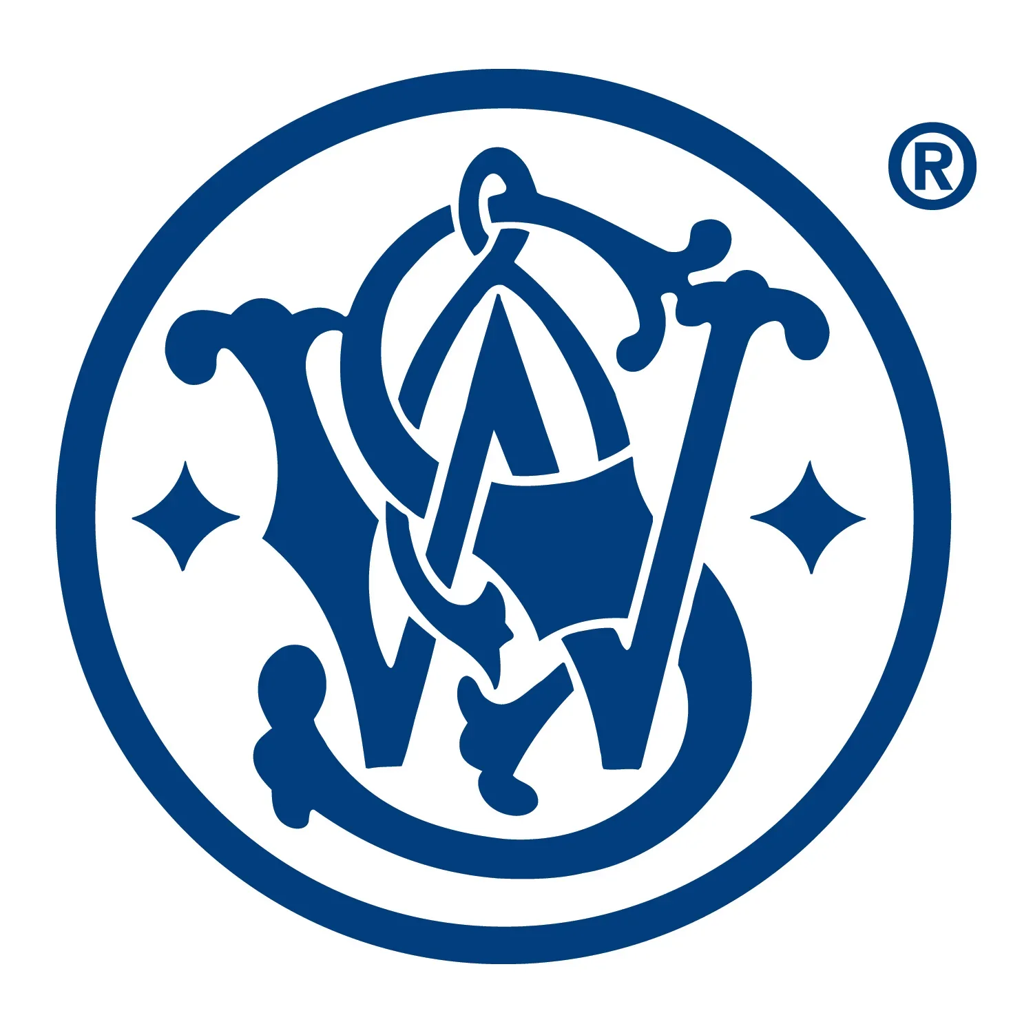 Blue and white health and safety certification logo with a stylized shield, a scroll, and stars.