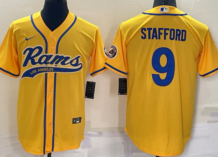 Los+Angeles+Rams+%239+Matthew+Stafford+Baseball+Jersey+Yellow.png