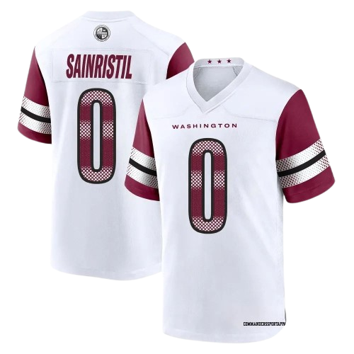 Washington Commanders #0 Mikey Sainristil Limited Jersey White w/ Red Sleeves