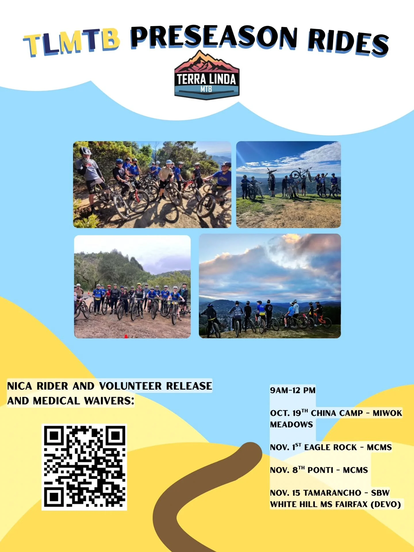 We are STOKED to roll out our pre-season ride schedule!

Remember,  riders not registered on Pit Zone need to fill out a waiver, so hit that QR code and let us know to expect you!

#moregirlsonbikes 
#morekidsonbikes