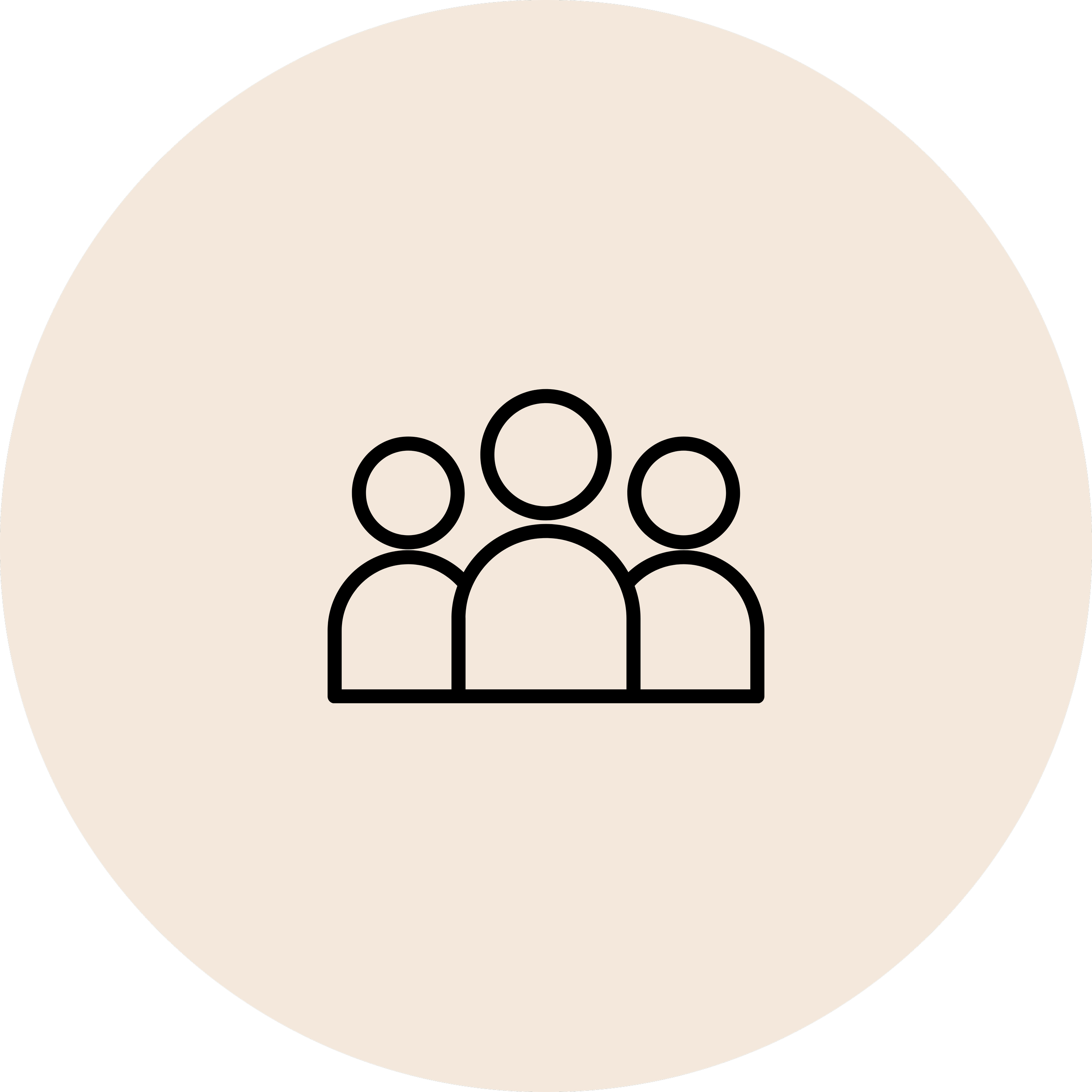 Minimalist illustration of a pizza with black outline and toppings on a beige background, surrounded by a black circular border.