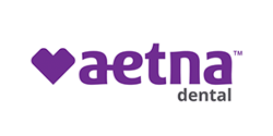 Aetna Dental logo with a purple heart-shaped symbol and the words 'aetna dental' in purple text