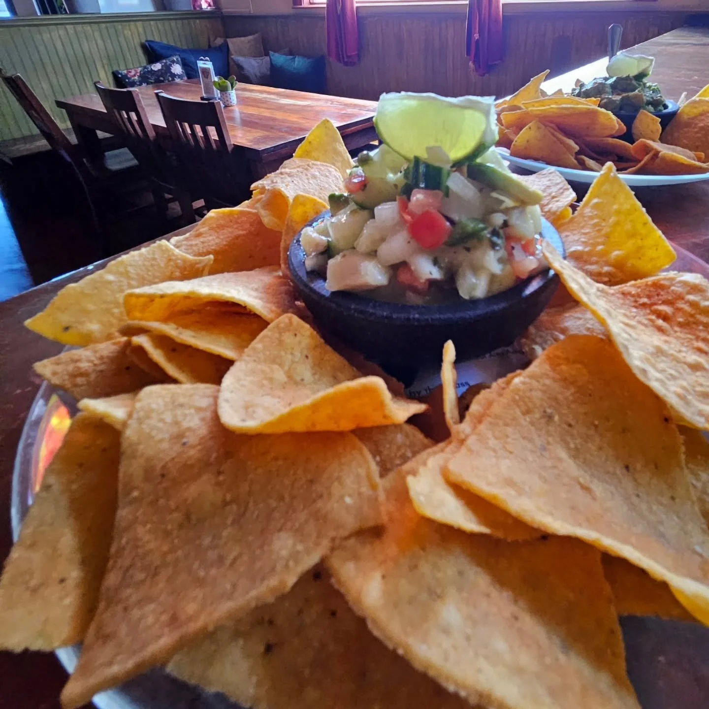 Ceviche
 
Crisp and delicious, our Wild Alaskan Cod Ceviche is a taste of the sea. Made with sustainably-sourced cod, fresh tomatoes, onions, spicy jalapeños and house made corn chips . 
#ceviche
#SFEats