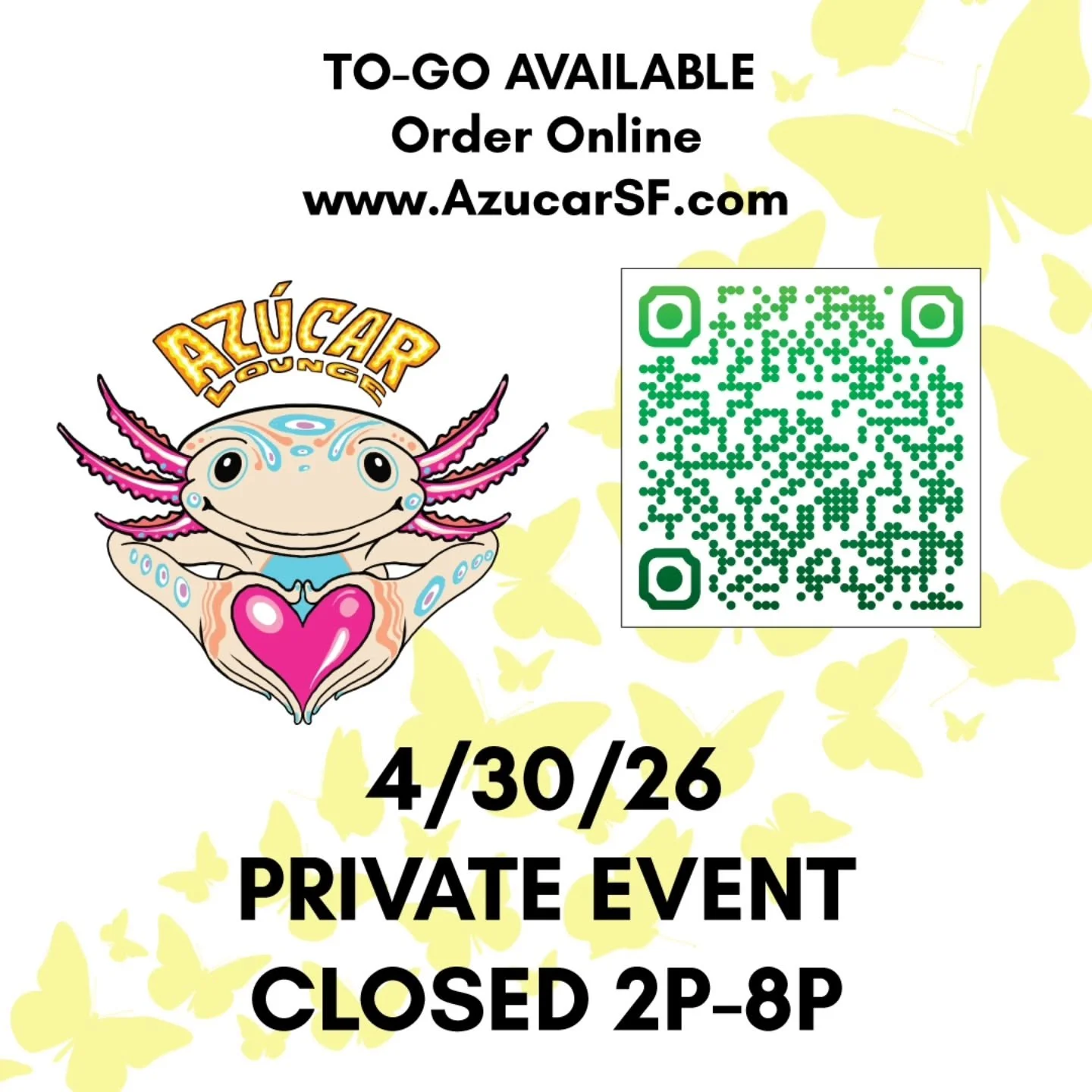We've got Private Events happening on Thursday (4/30). 

Today we are open from 1130 -2p and again from 8-10p 

Online ordering via our website is available from 1130-930p

Place your order via our website. 

You'll receive a text message when your o