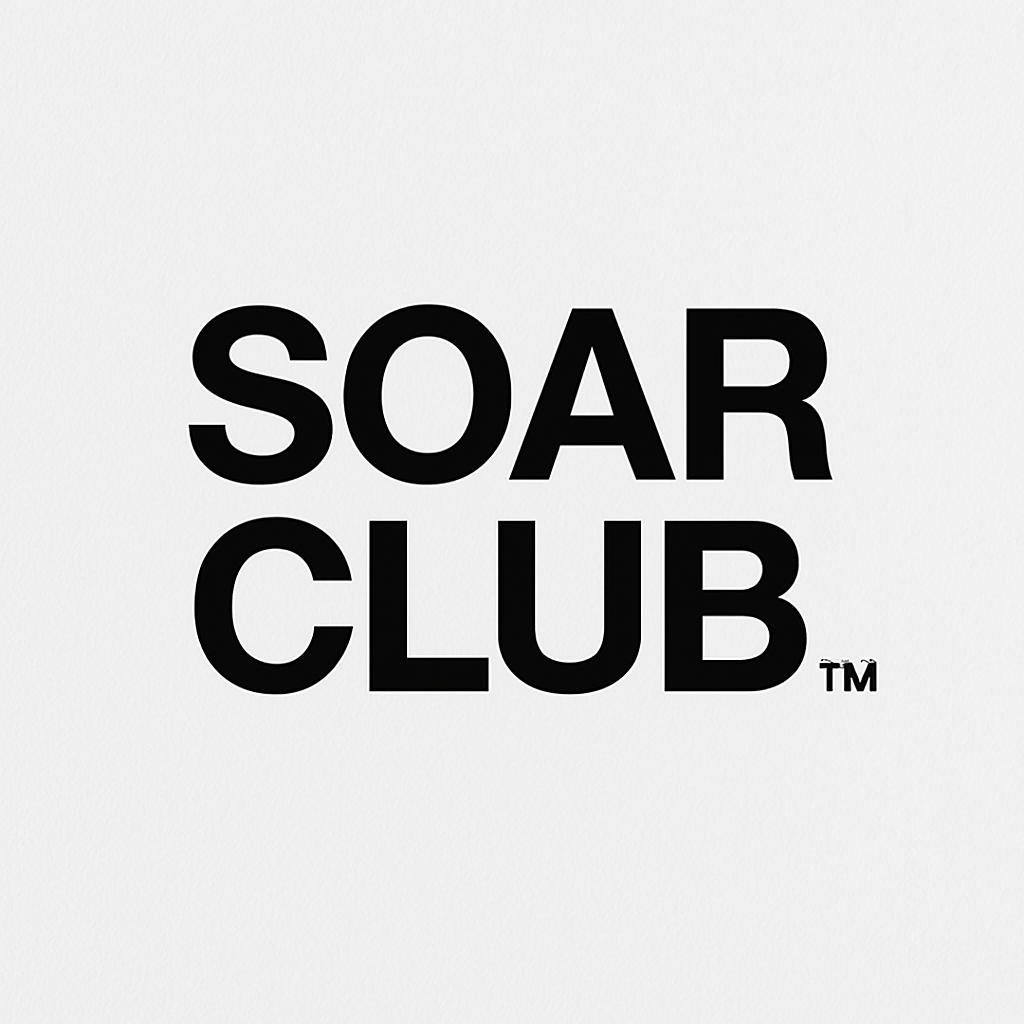 Black text on a white background reads 'SOAR CLUB™' in large font.